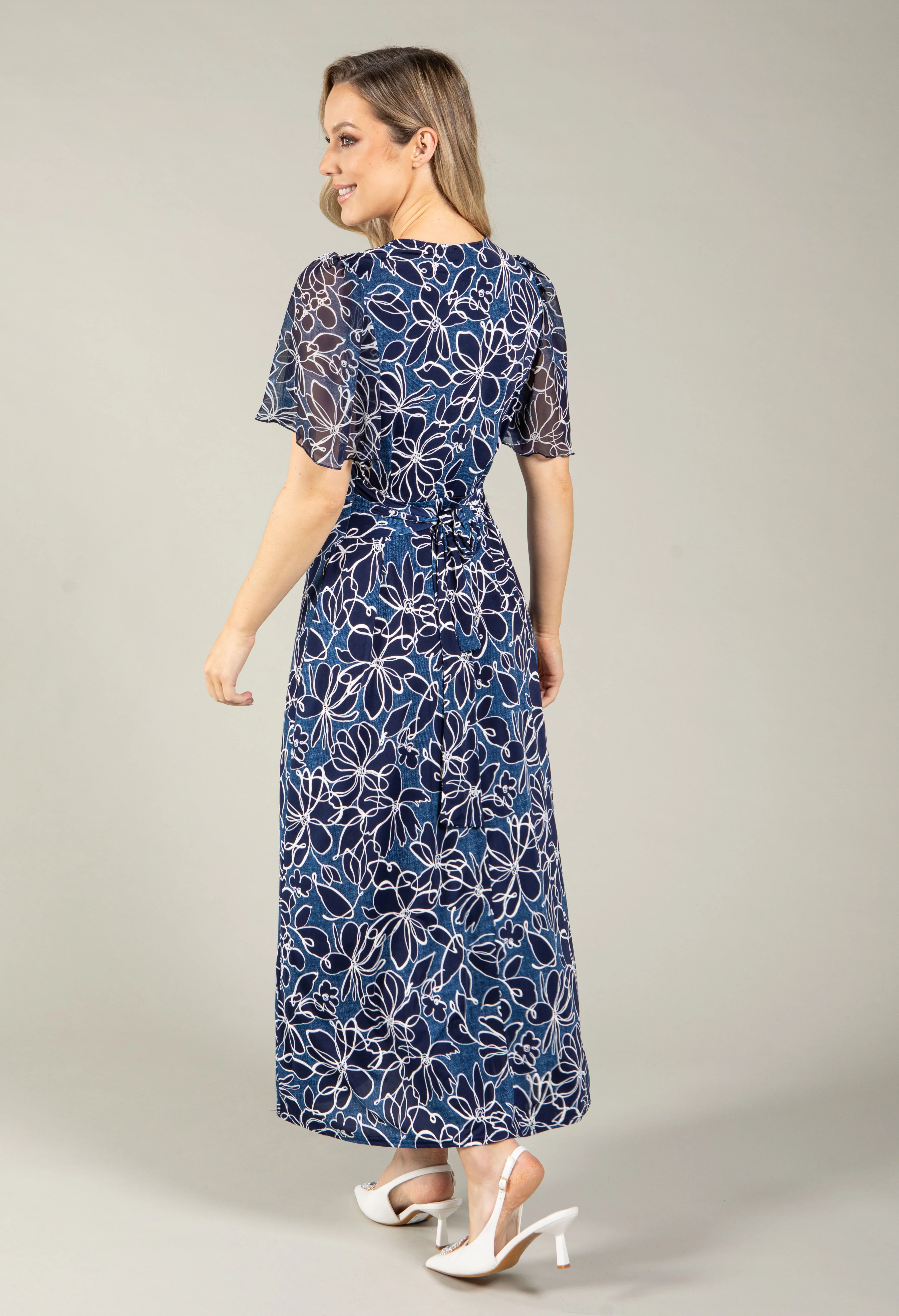 Floral Print Midi Wrap Dress - Image 4