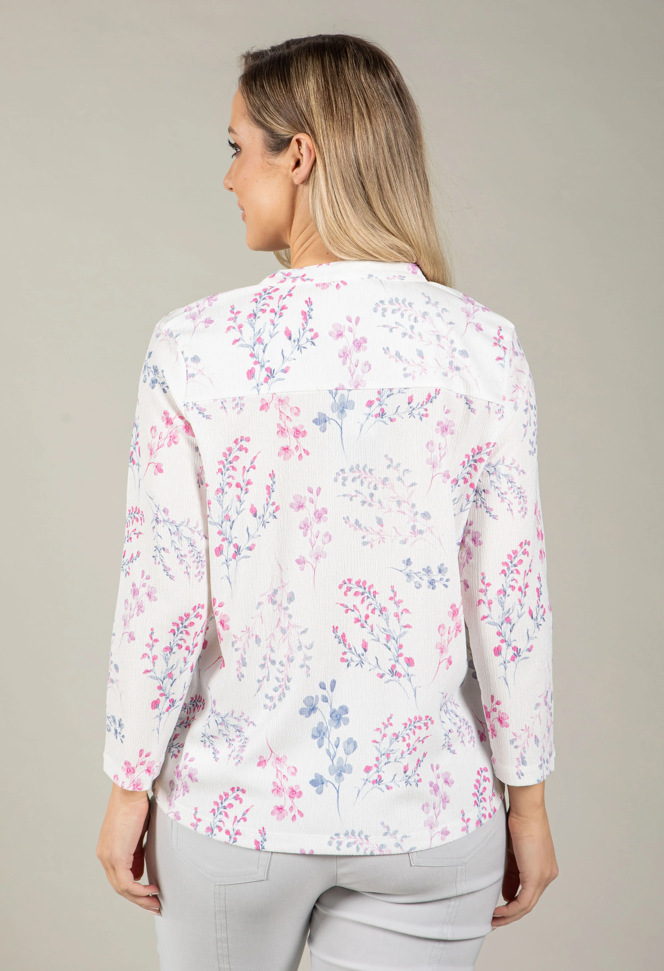Floral Print V-Neck Blouse - Image 4