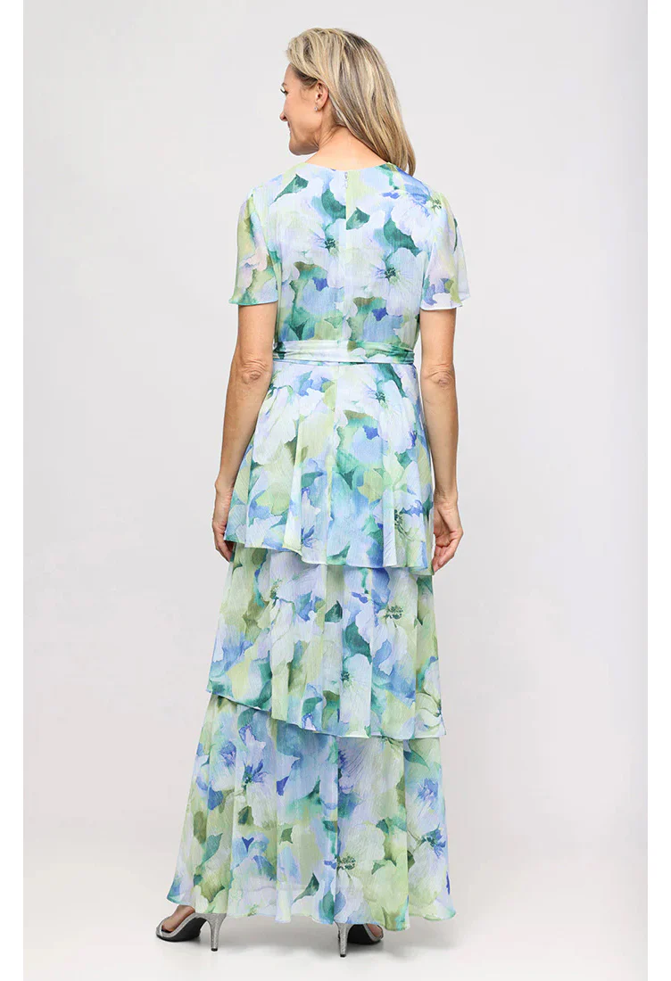 Floral Print Wrap Chiffon Dress - Image 5
