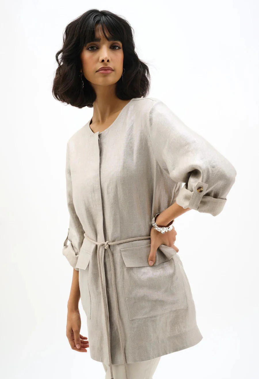 Foiled Linen Jacket - Image 3