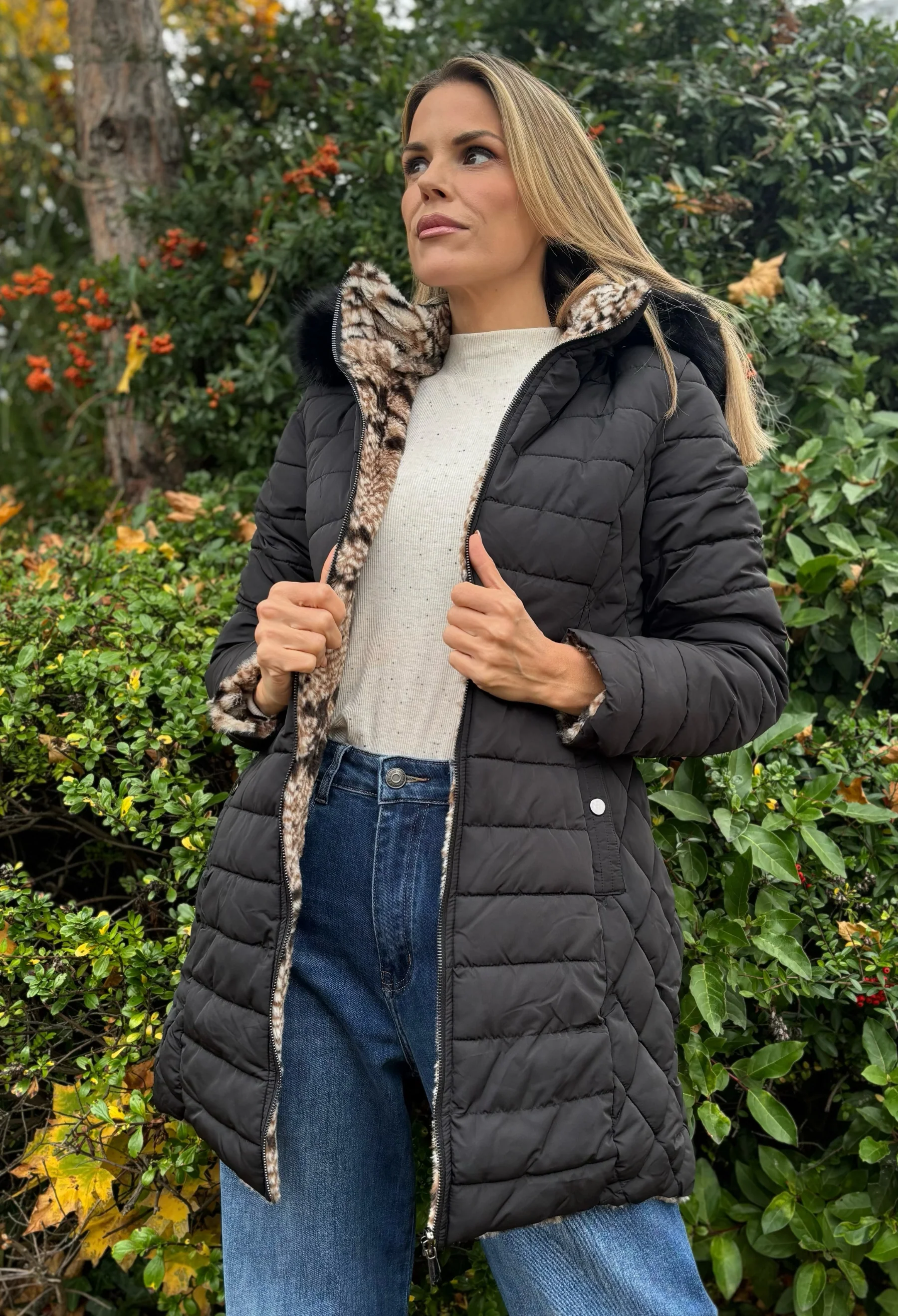 Fur Lined Reversible Padded Coat - Image 7