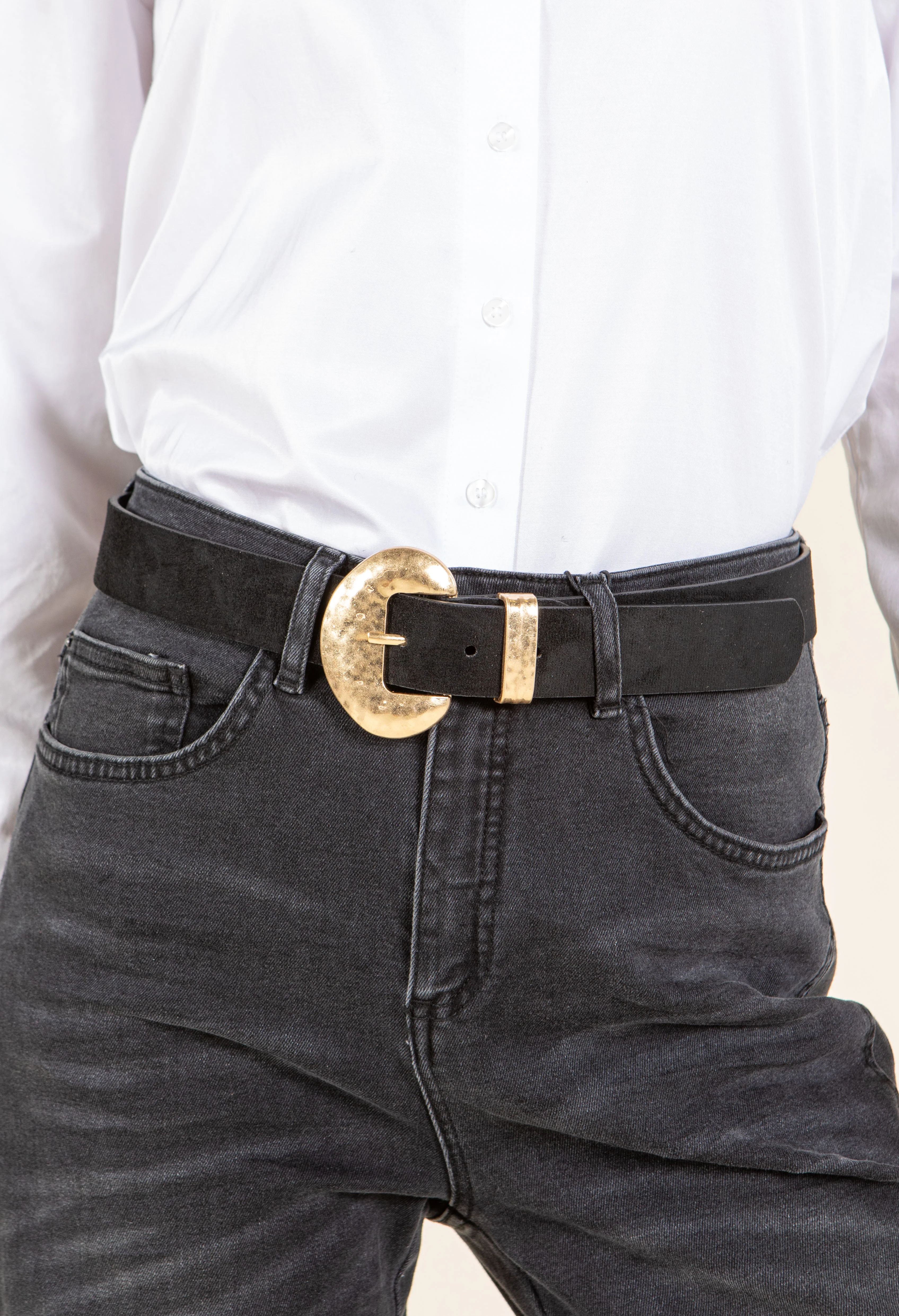 Gold buckle Suedette Belt - Image 4