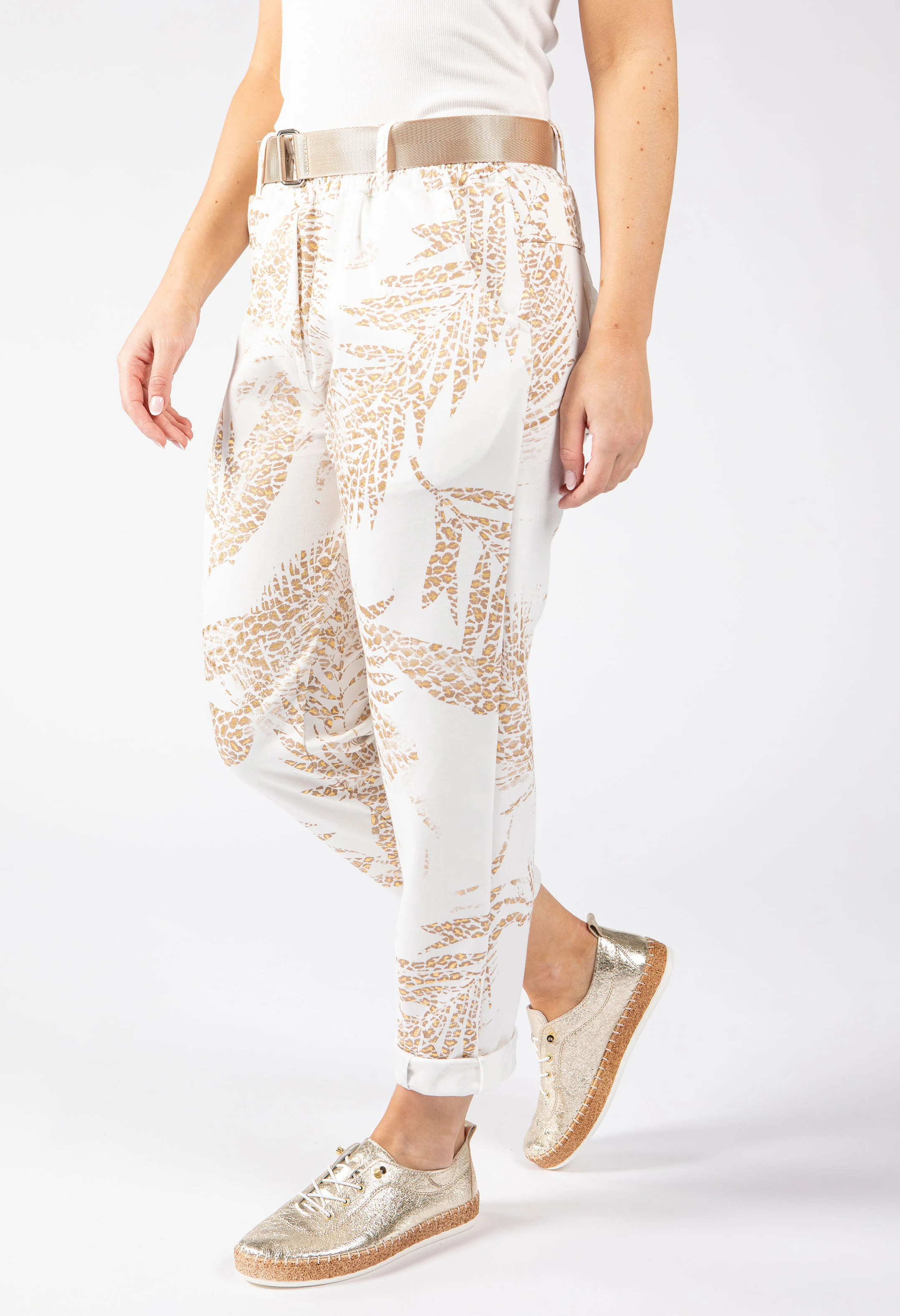 Gold Foil Belted Joggers - Image 4