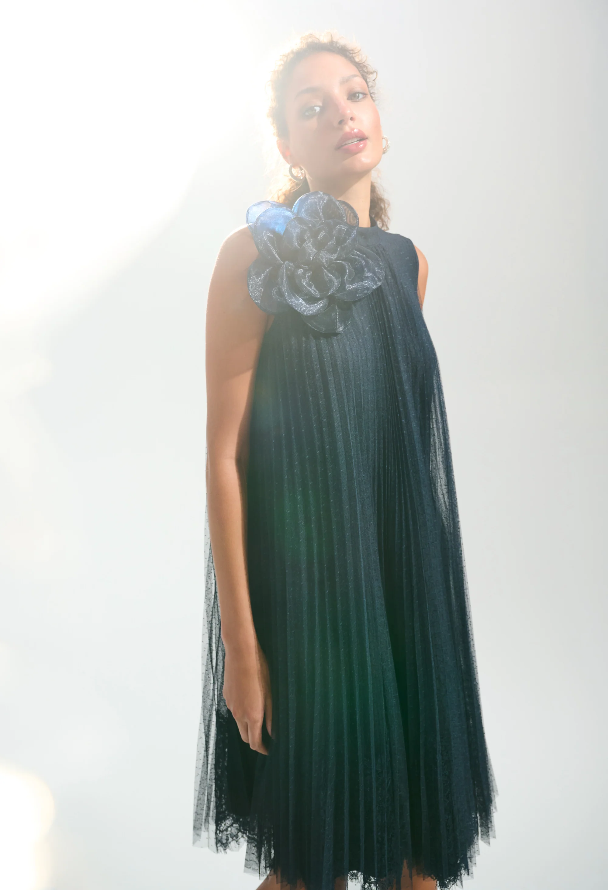 High-neck A-line Dress
