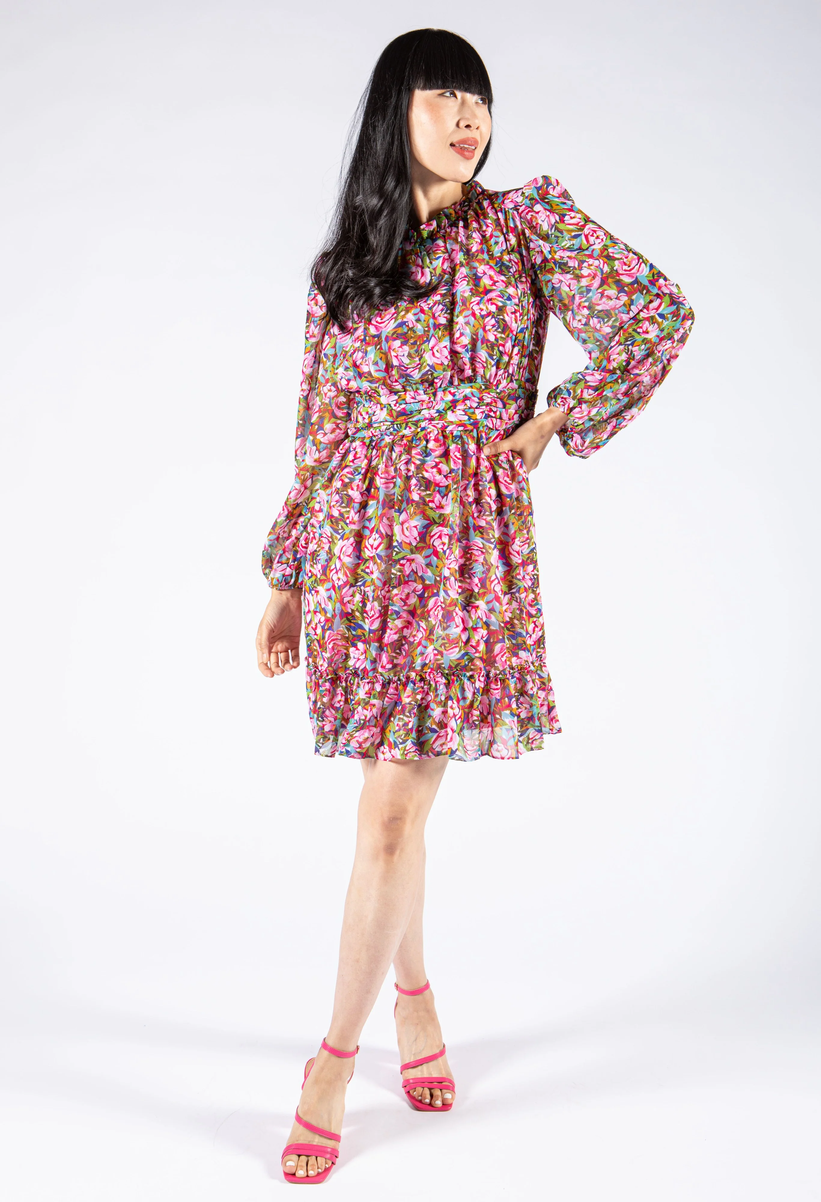 High Neckline Floral Dress - Image 2