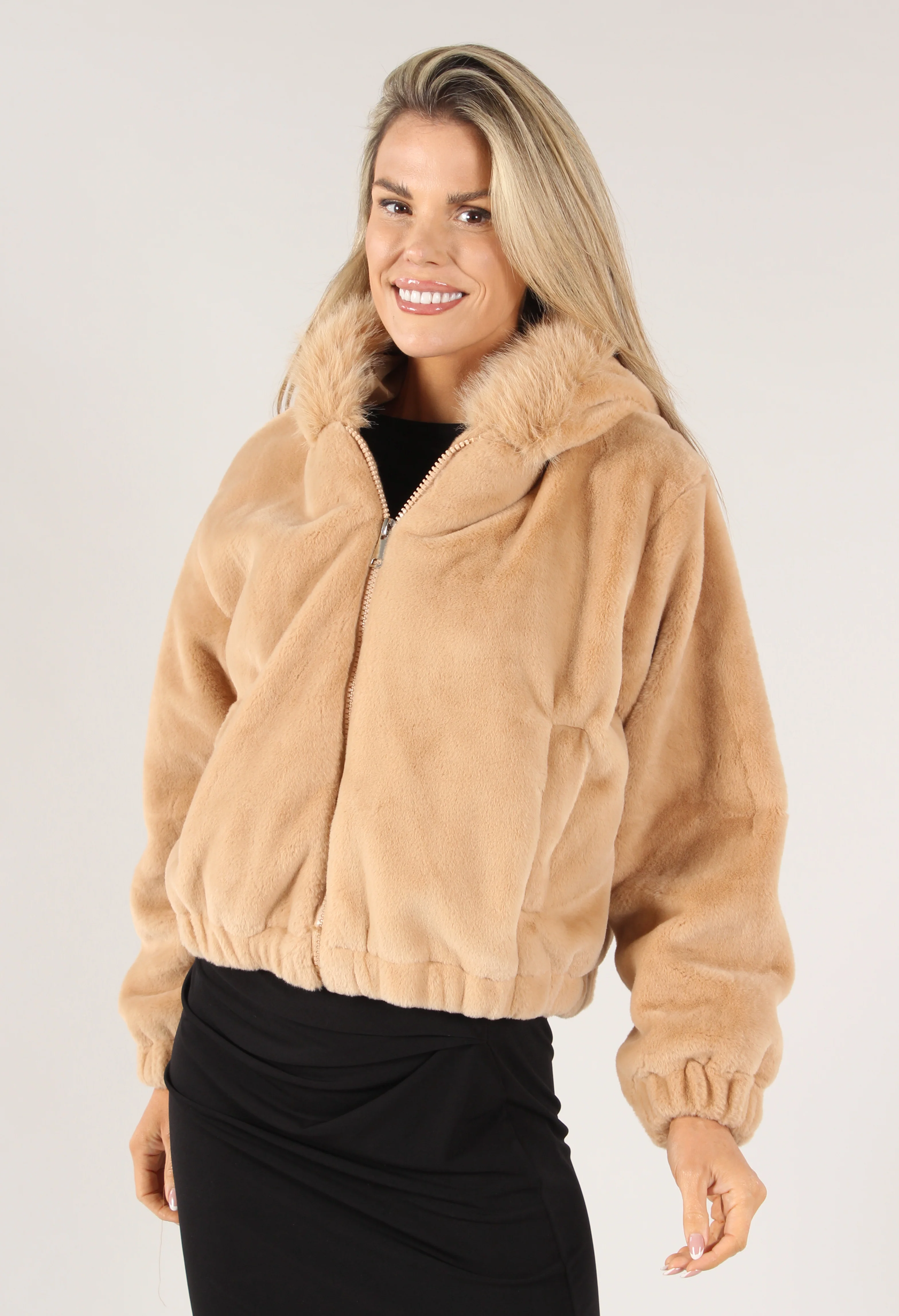 Hooded Faux Fur Coat - Image 3