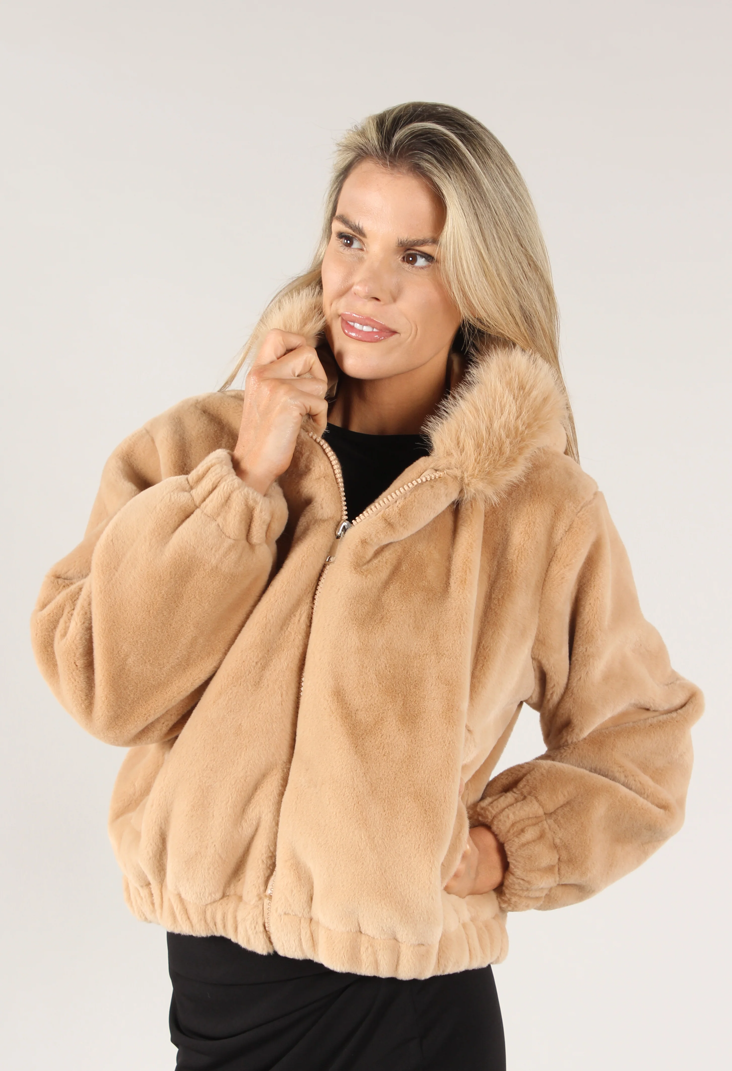 Hooded Faux Fur Coat - Image 5