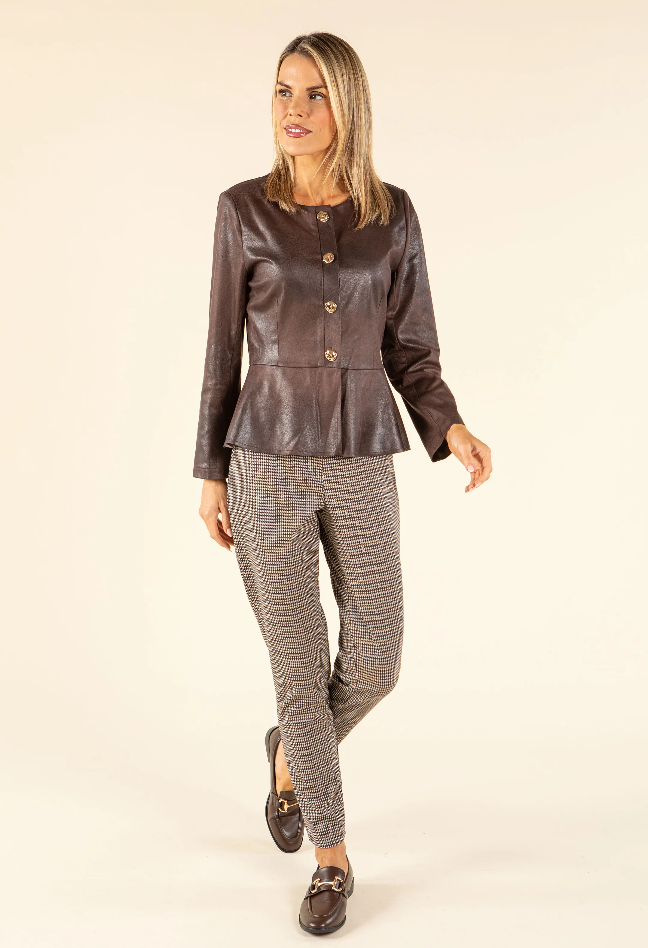 Houndstooth Buckle Detail Trousers - Image 5
