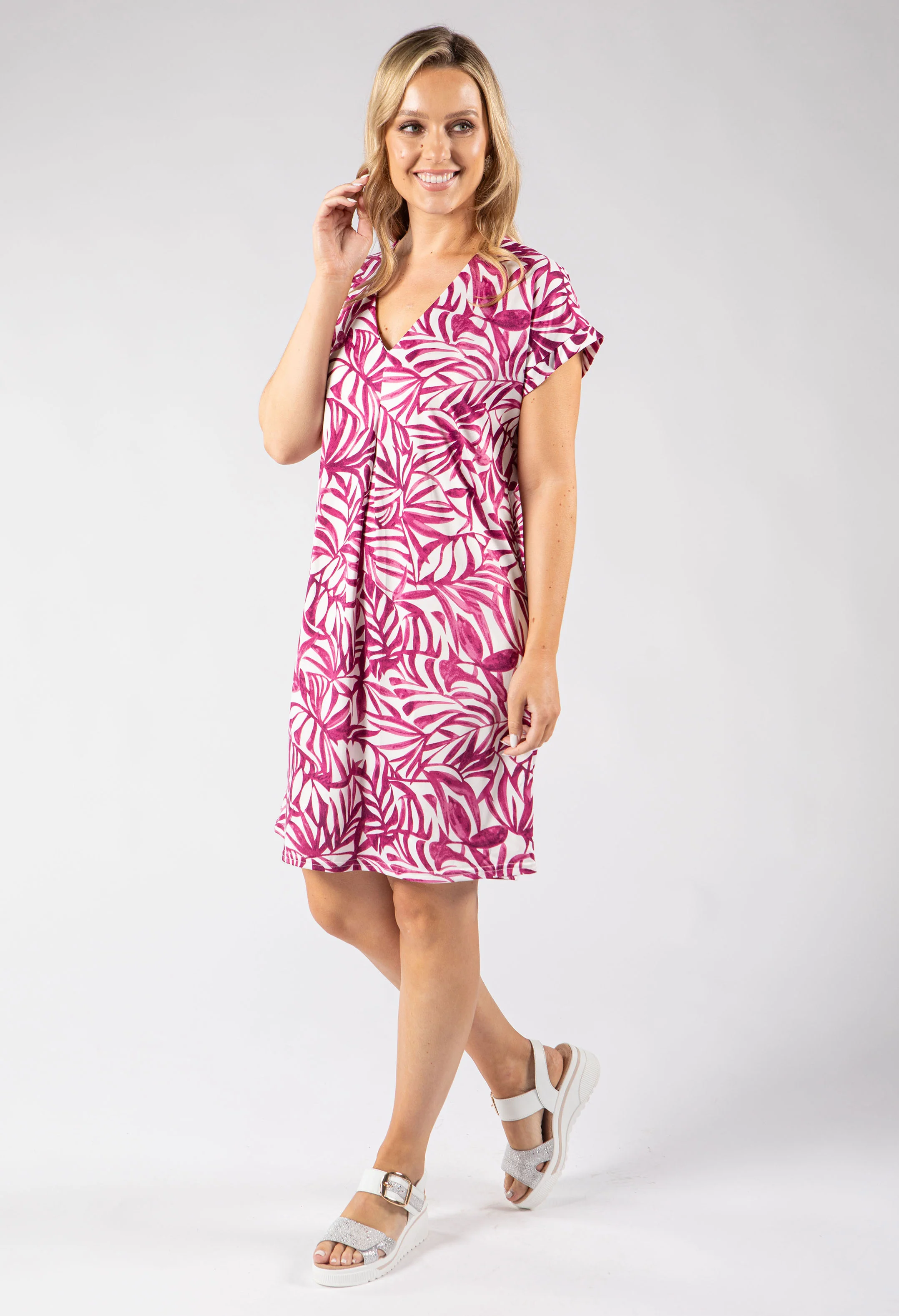 Isa Silk Touch Palm Print Dress - Image 6