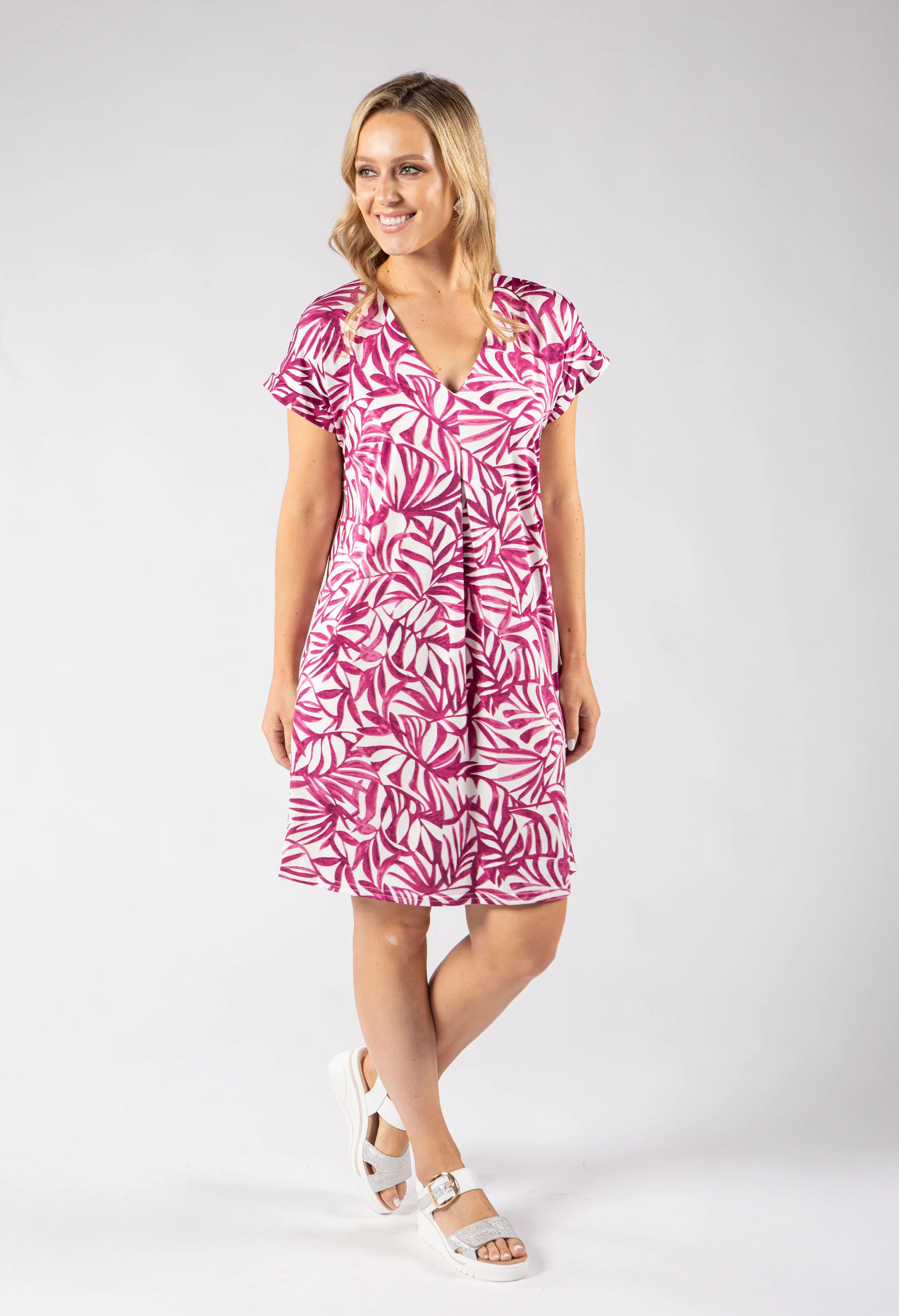 Isa Silk Touch Palm Print Dress - Image 7