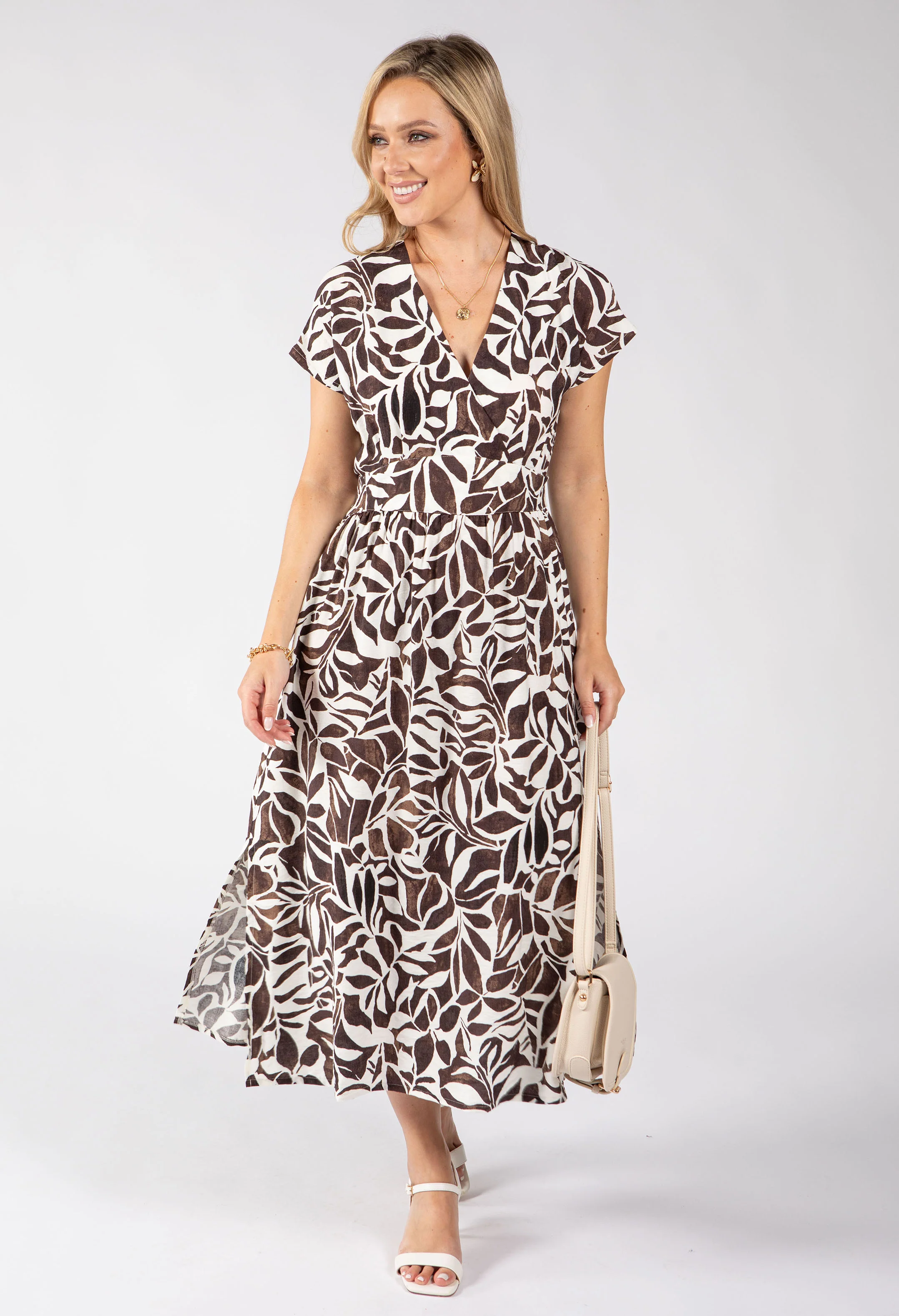 Kiki Leaf Print Midi Dress - Image 2
