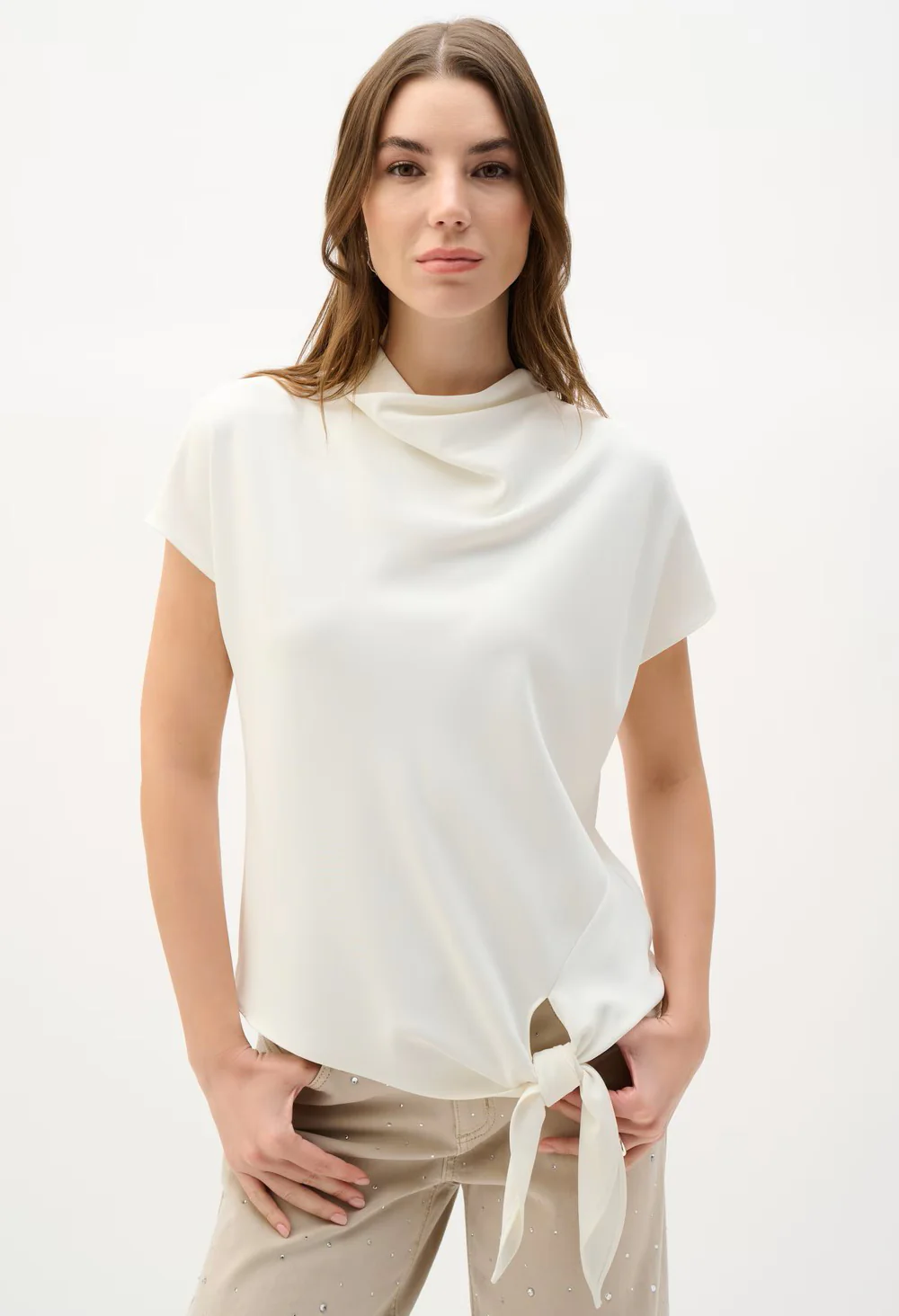 Knotted Cowl Neck Top