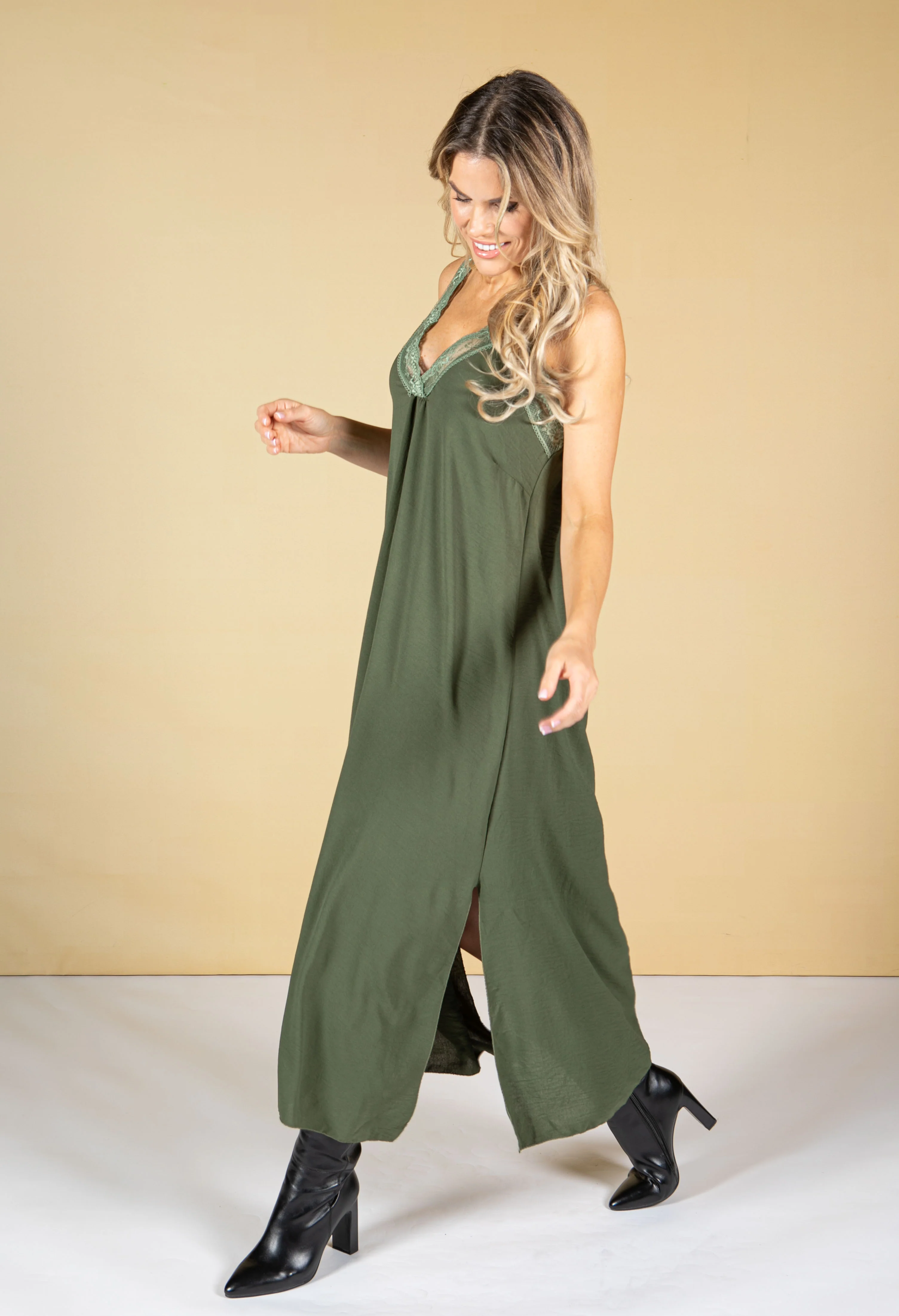Lace Neckline Maxi Dress - Image 2