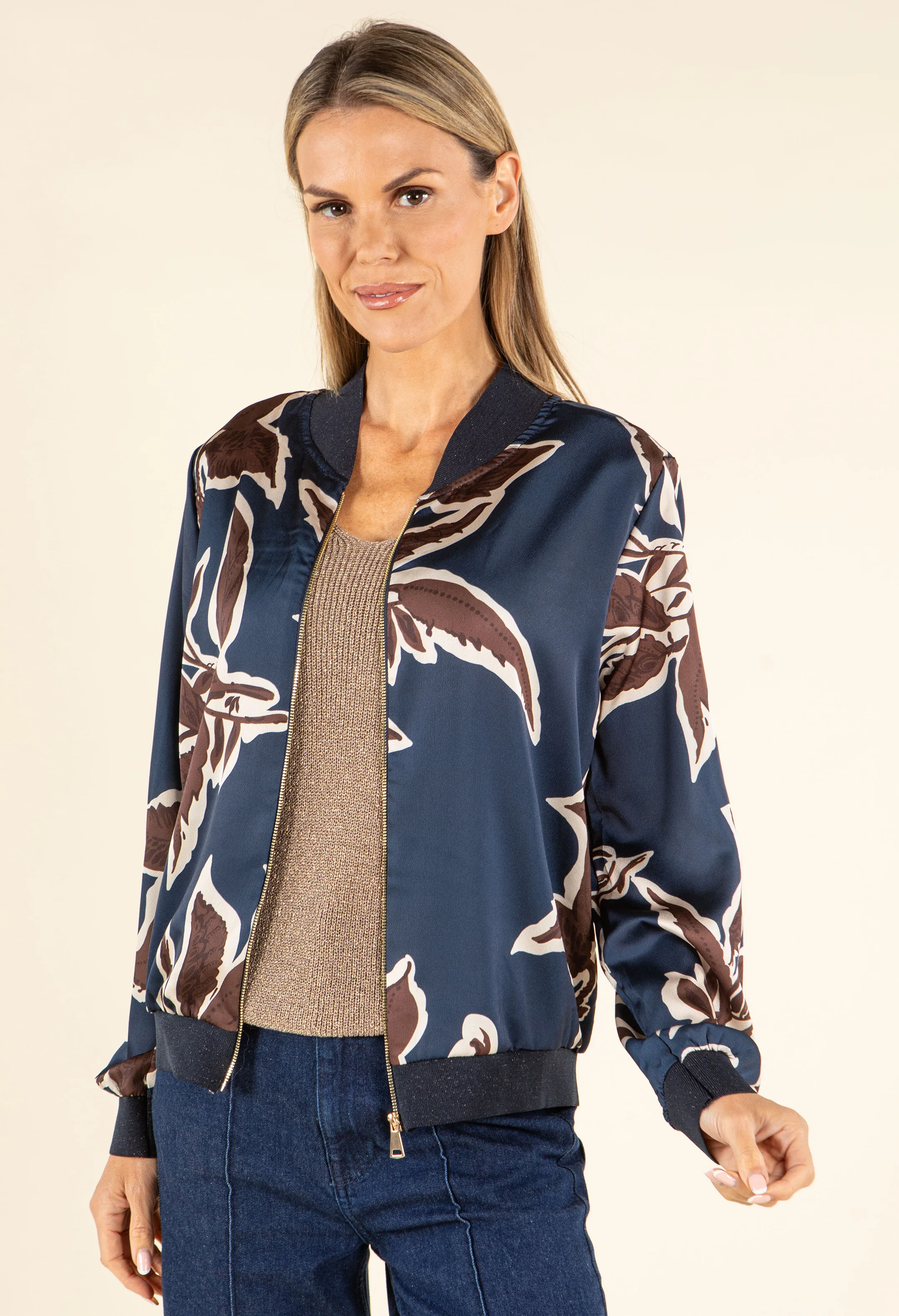 Leaf Print Bomber Jacket - Image 2