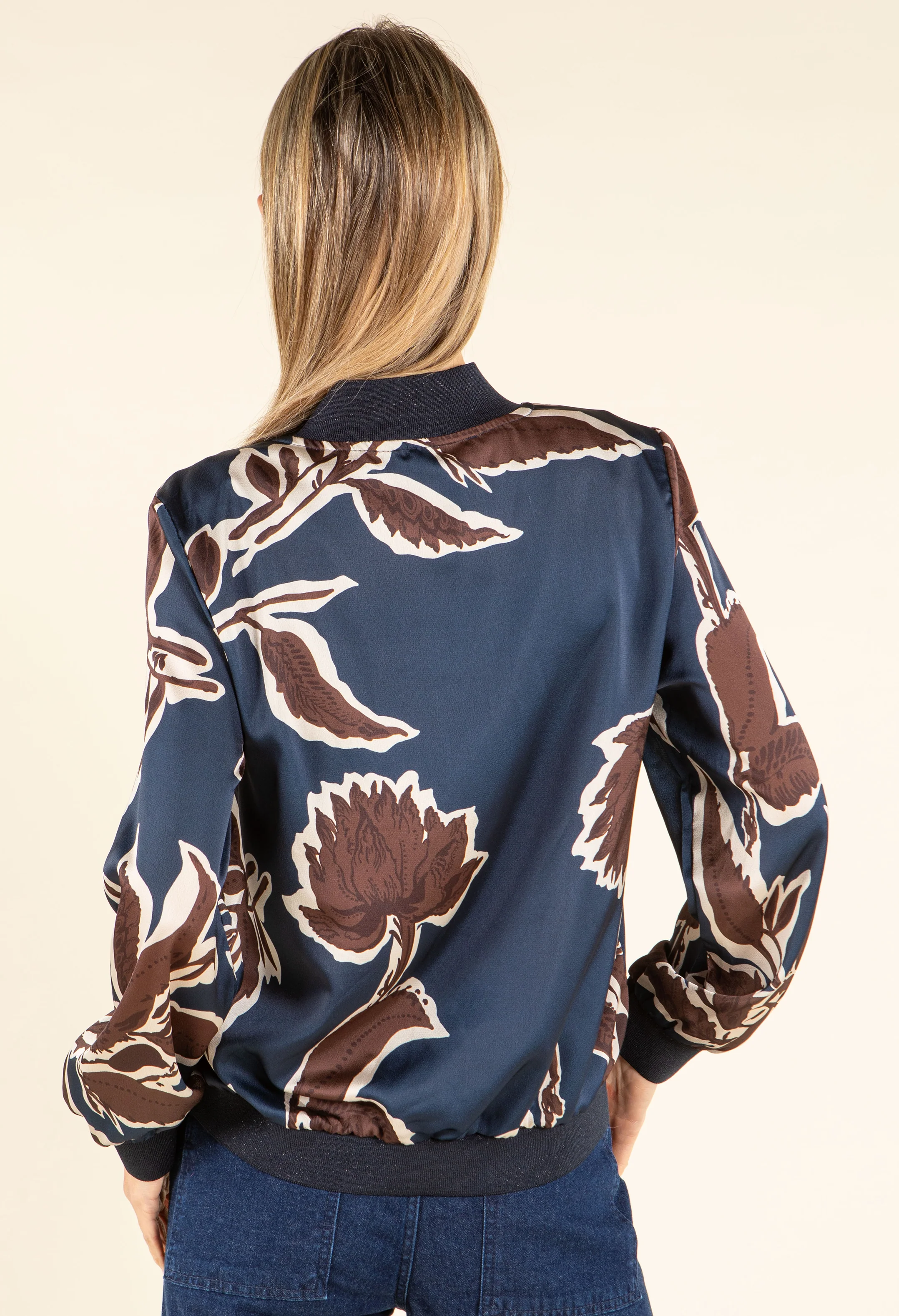 Leaf Print Bomber Jacket - Image 5