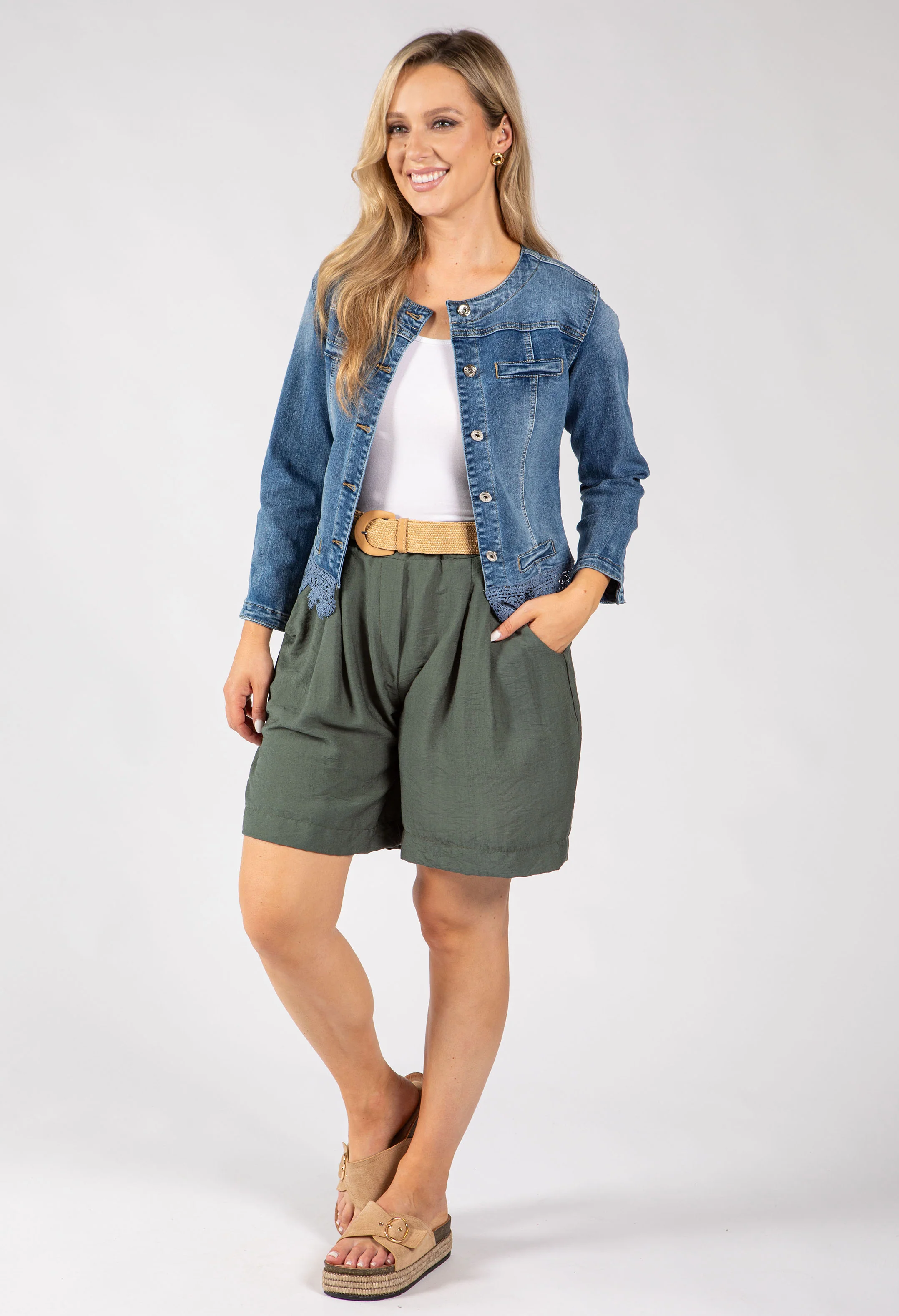 Linen Look Bermuda Shorts - Image 29