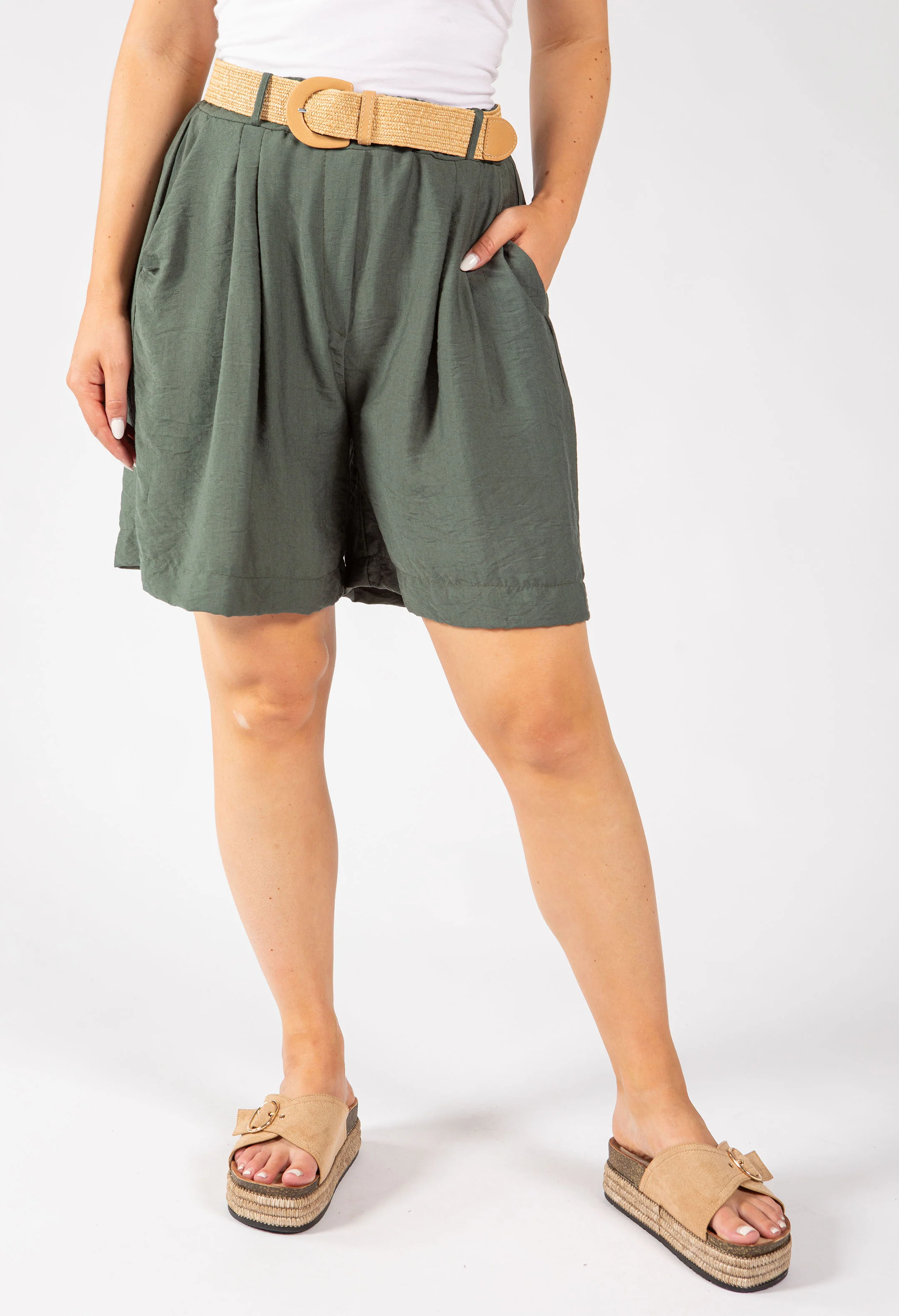 Linen Look Bermuda Shorts - Image 30