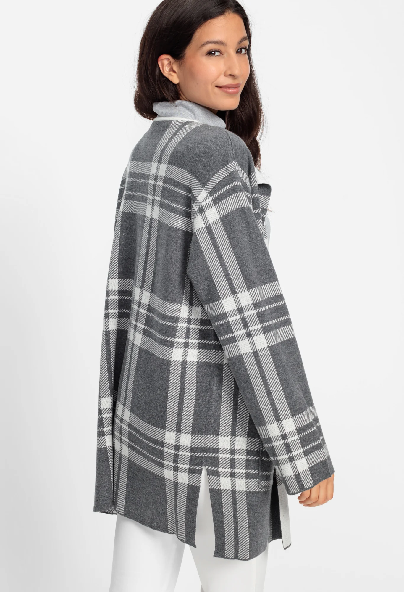 Long Sleeve Check Cardigan - Image 2