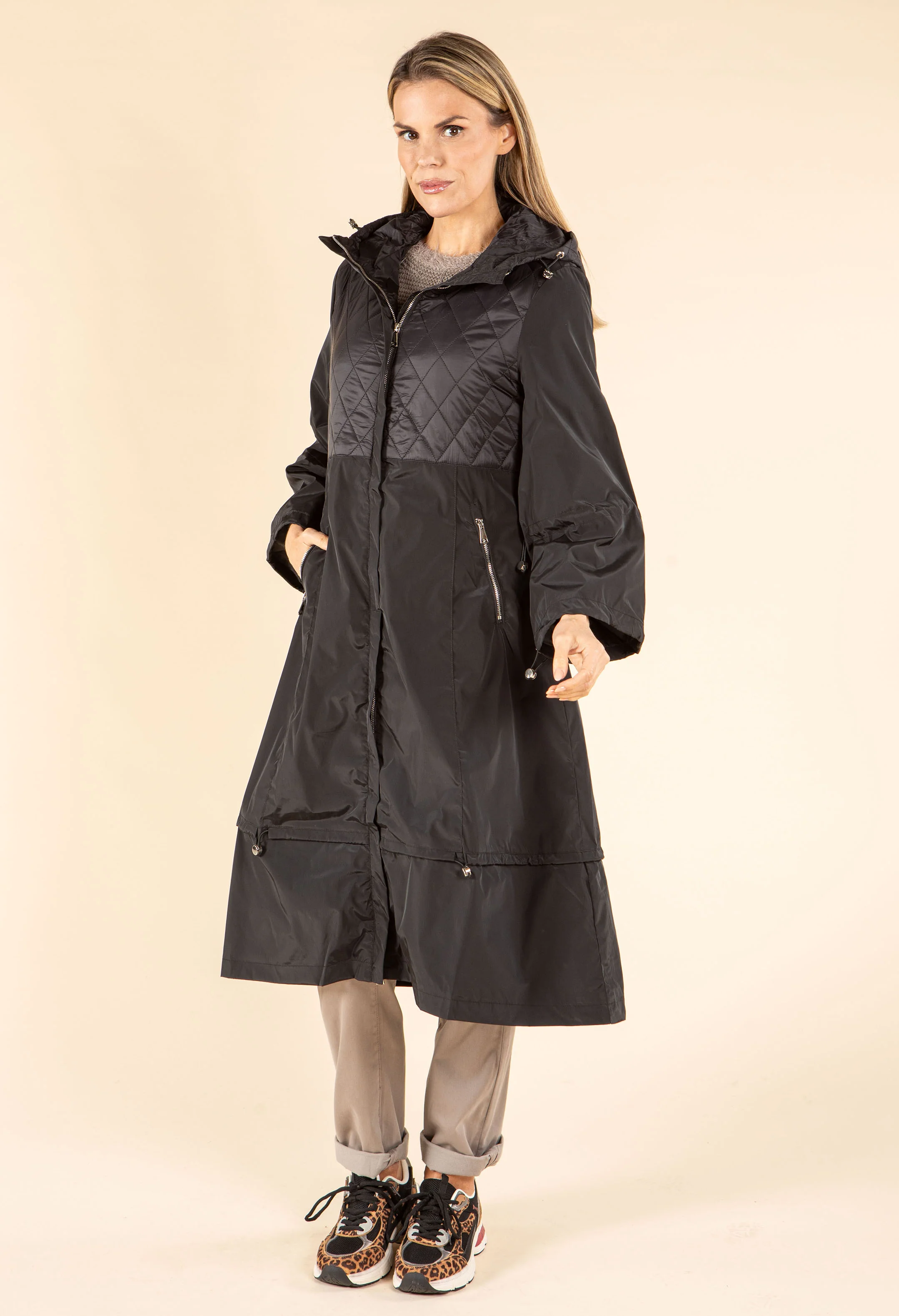 Longline Quilted Rain Coat - Image 2