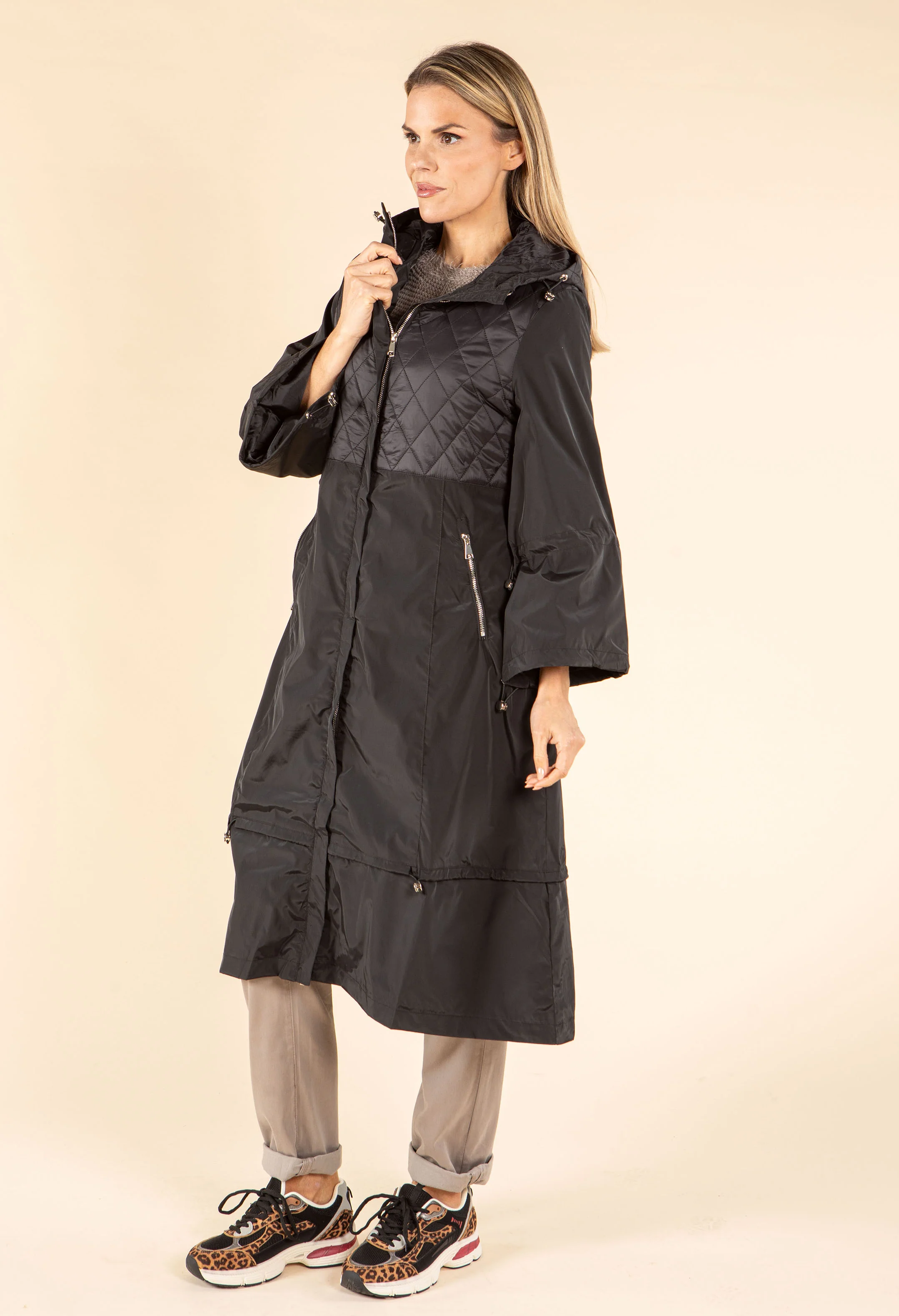 Longline Quilted Rain Coat - Image 3