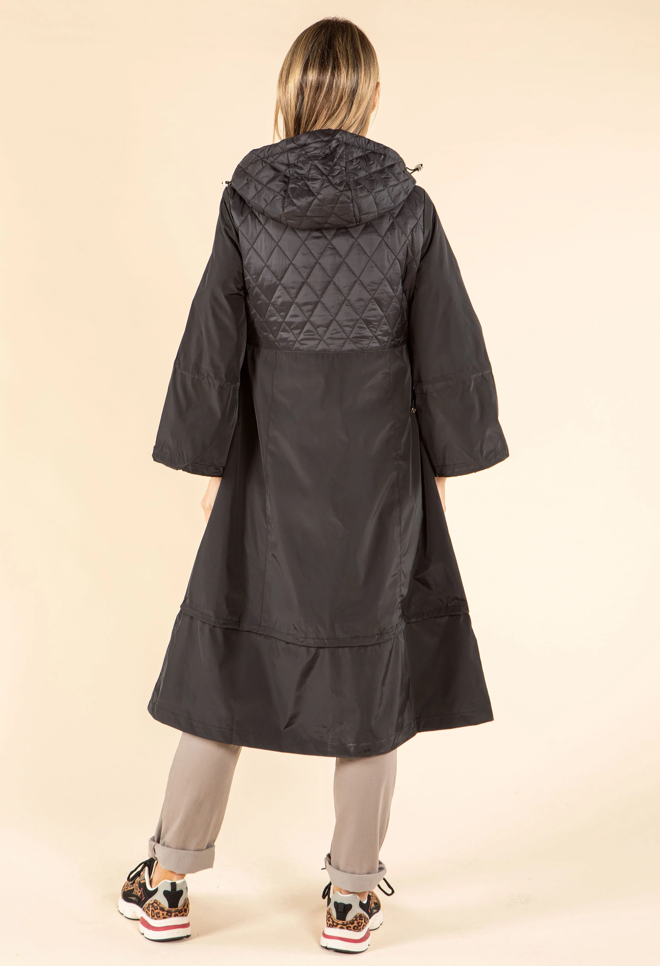 Longline Quilted Rain Coat - Image 4