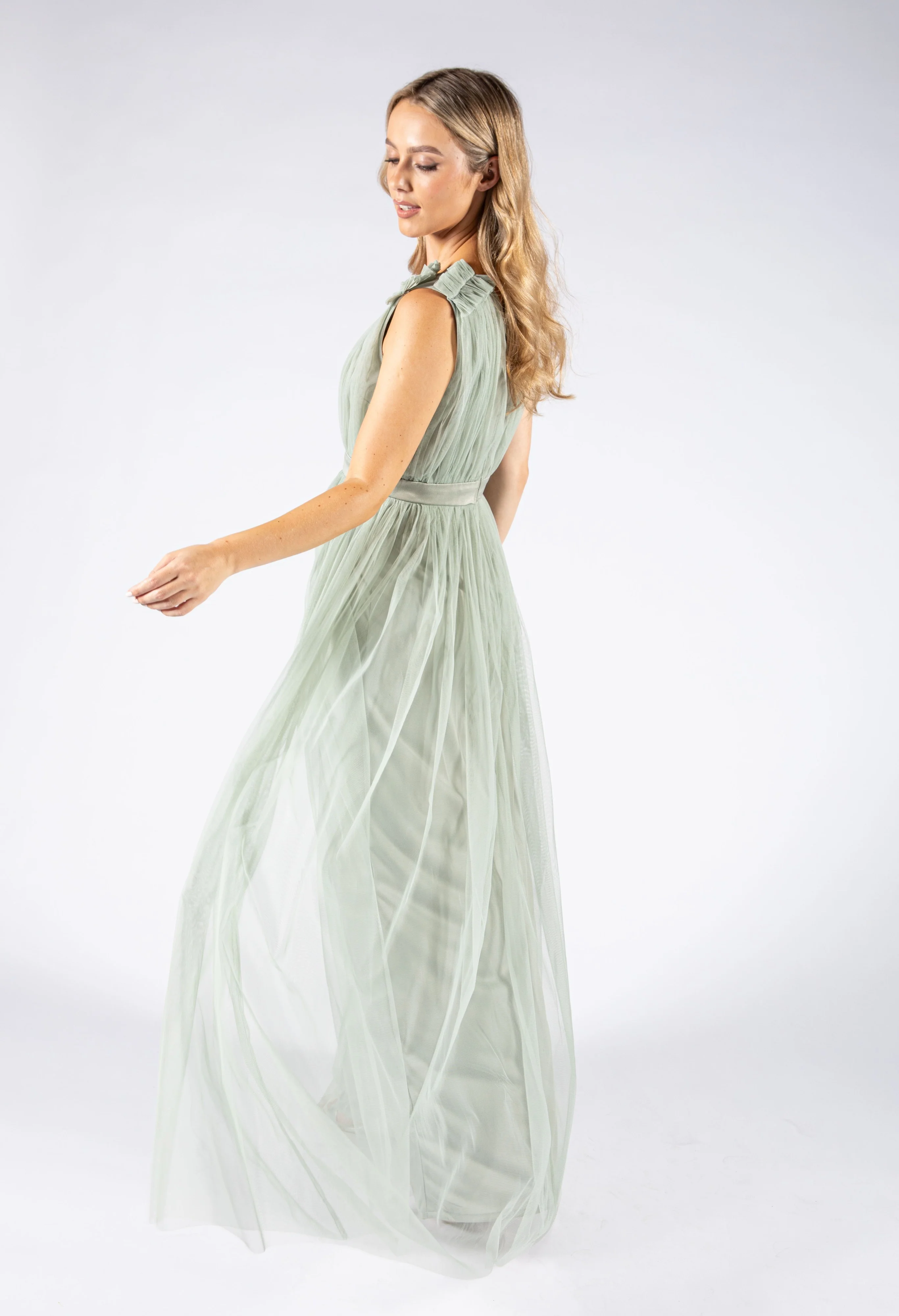 Maxi Dress With Ruffle Shoulder Detail - Image 2