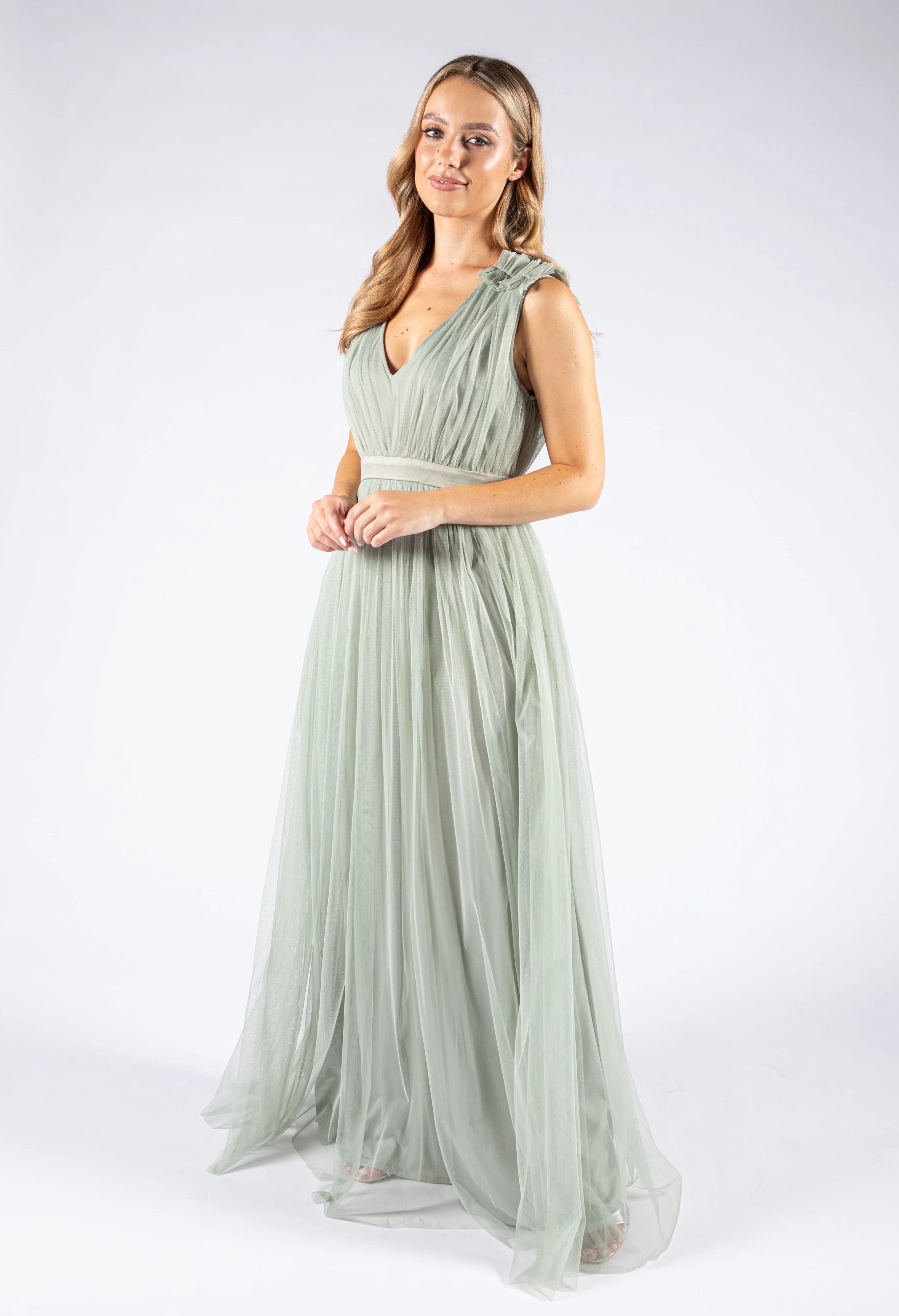 Maxi Dress With Ruffle Shoulder Detail - Image 5