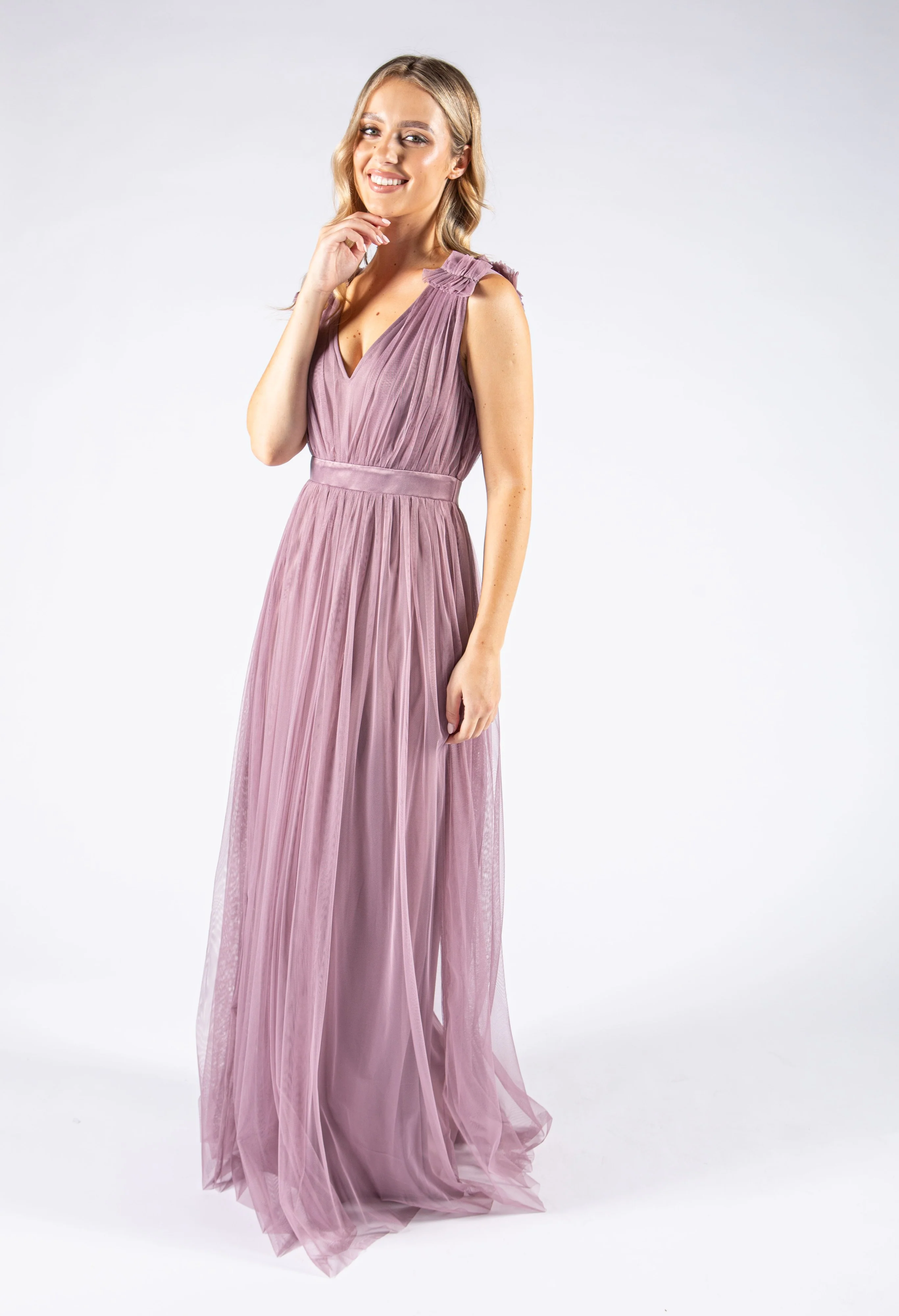 Maxi Dress With Ruffle Shoulder Detail - Image 7