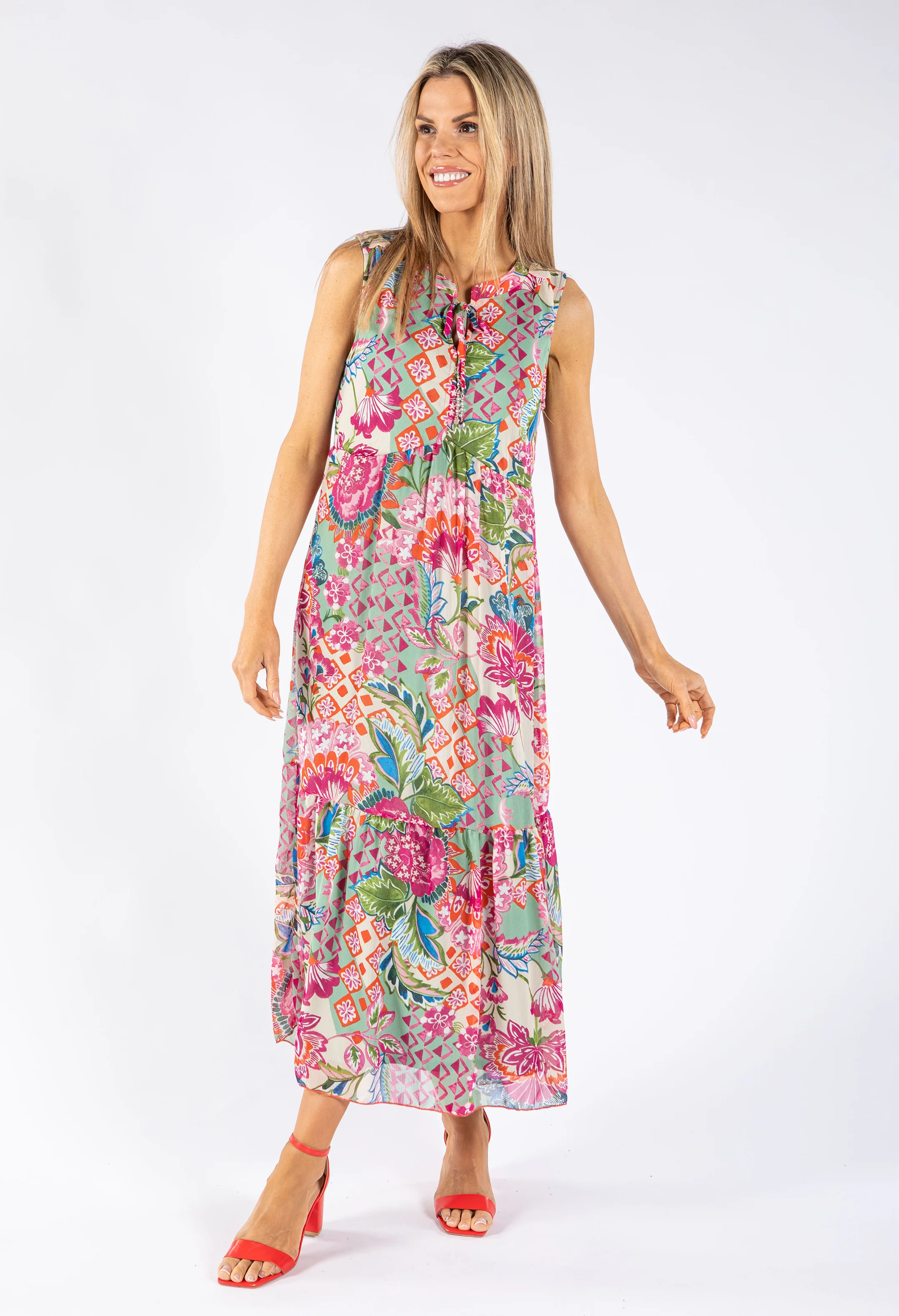 Mixed Print Tiered Dress - Image 3
