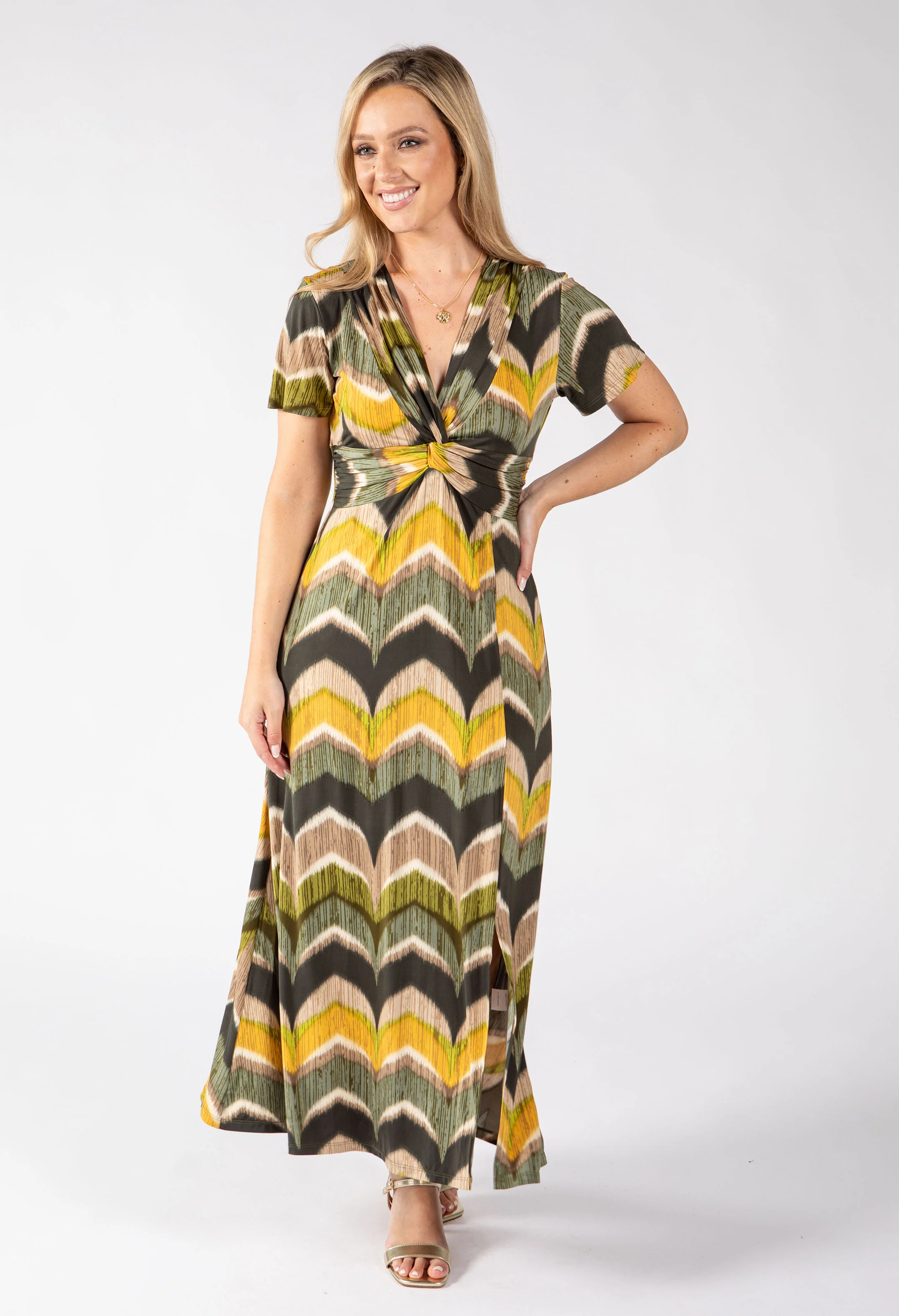 Mosaic Chevron Print Midi Dress - Image 3