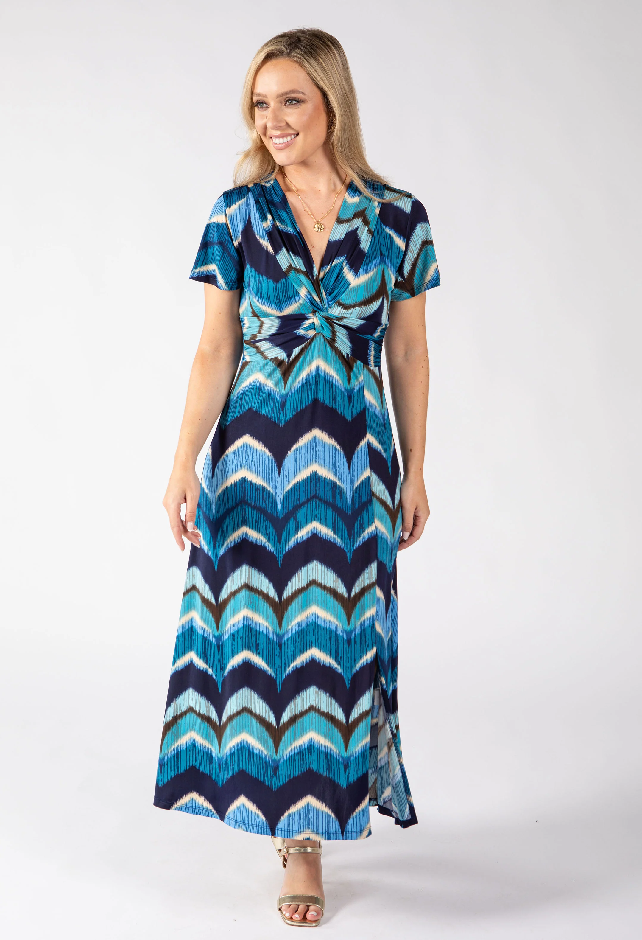 Mosaic Chevron Print Midi Dress - Image 7