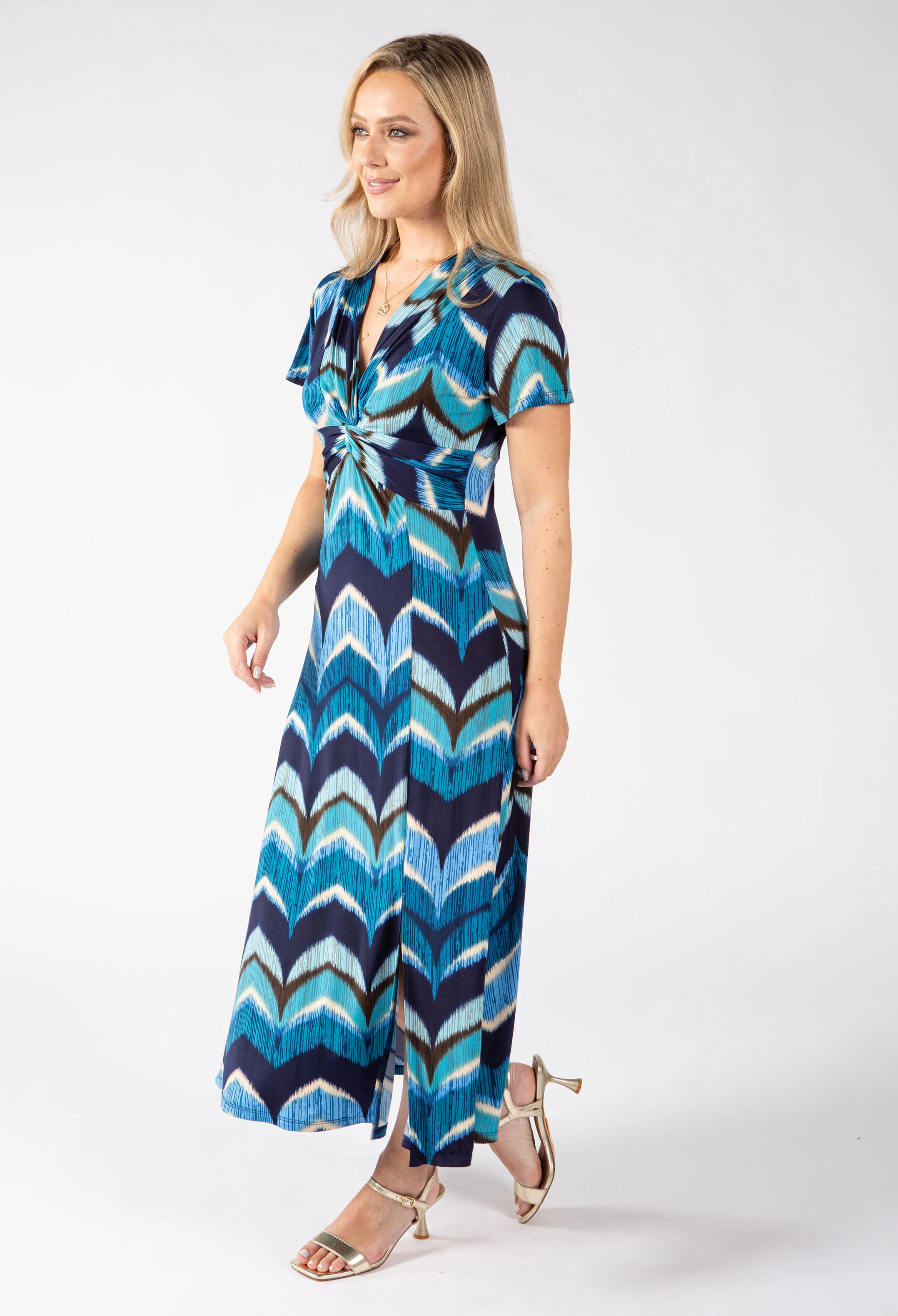 Mosaic Chevron Print Midi Dress - Image 9