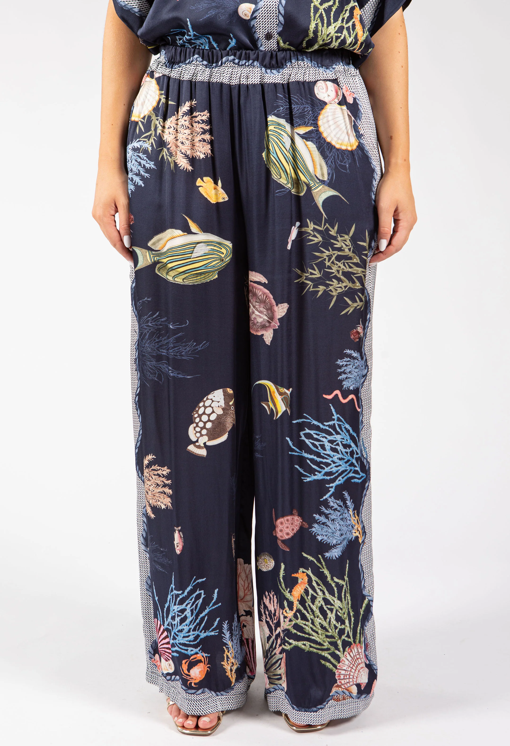 Ocean Print Wide Leg Trousers - Image 2