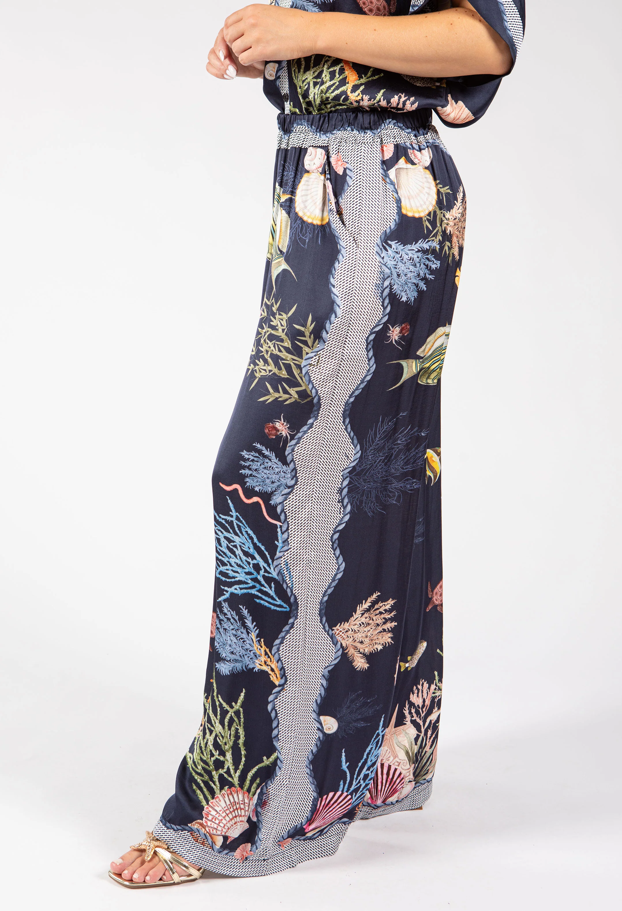 Ocean Print Wide Leg Trousers - Image 4