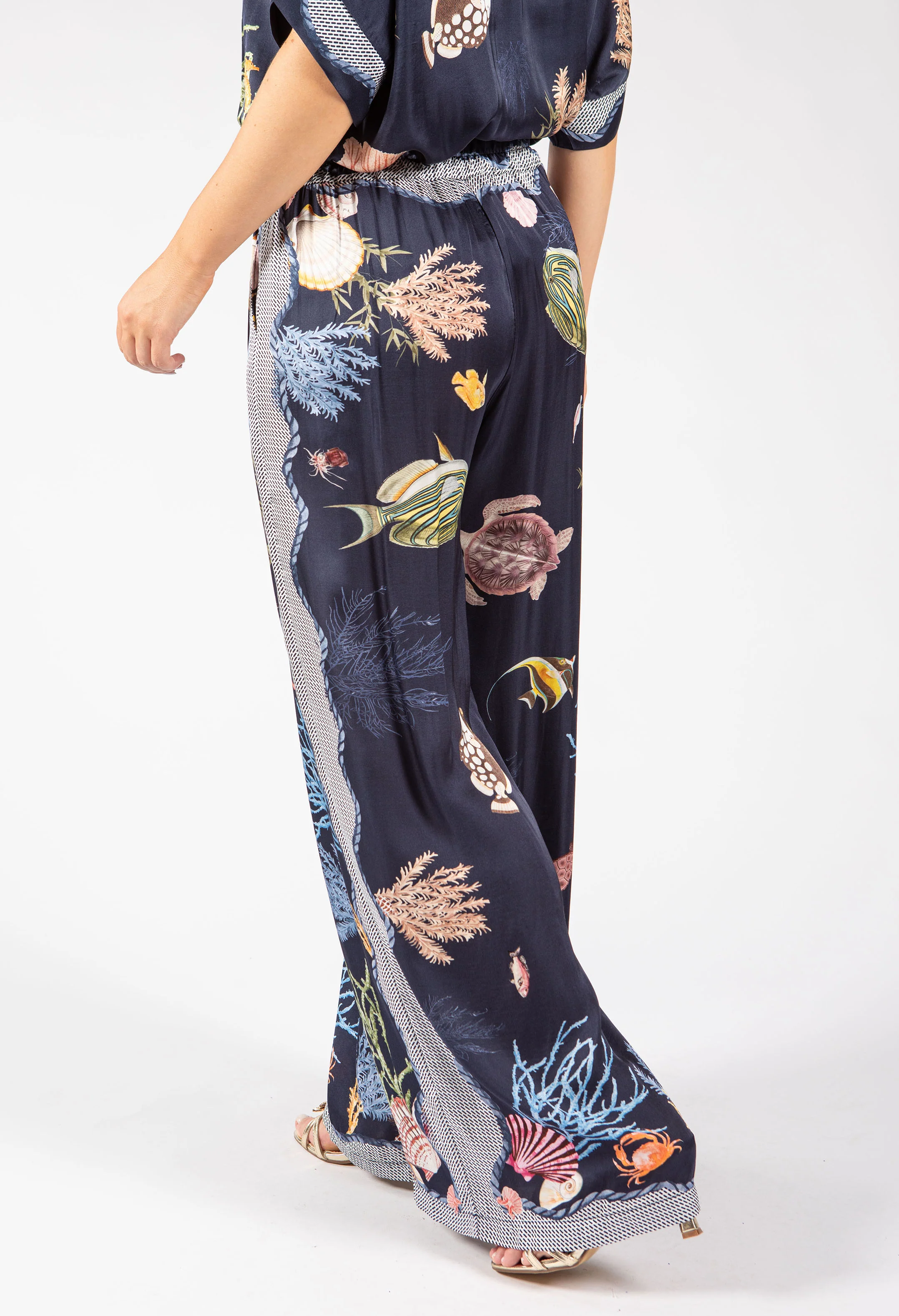 Ocean Print Wide Leg Trousers - Image 5