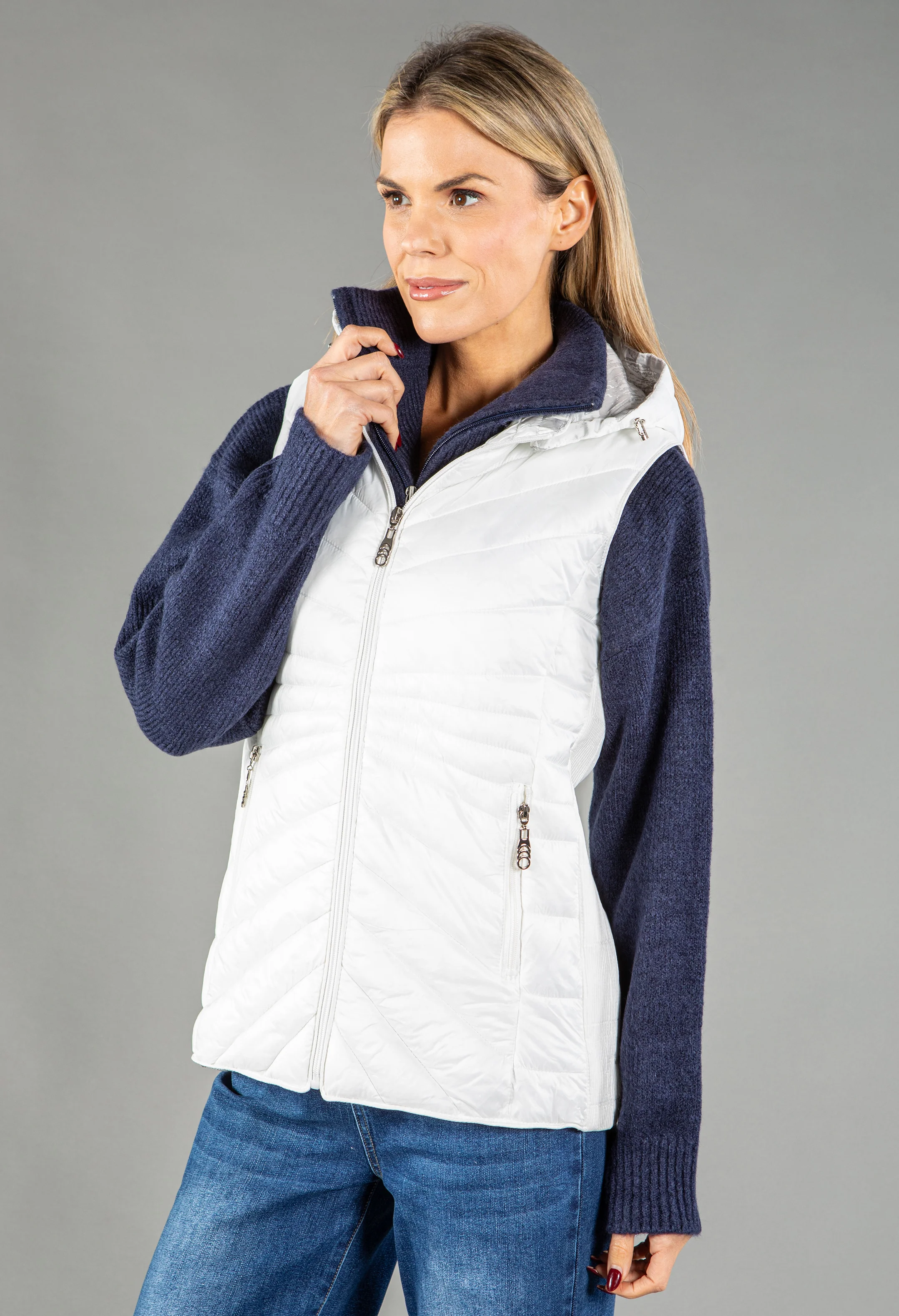 Padded Gilet with Abstract Print Lining - Image 2