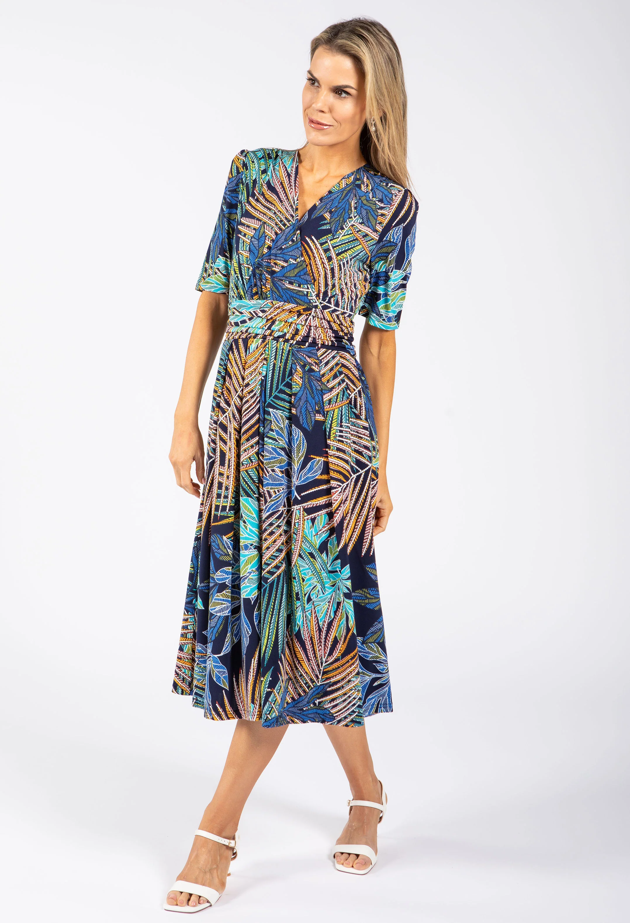 Palm Print Wrap Dress - Image 4