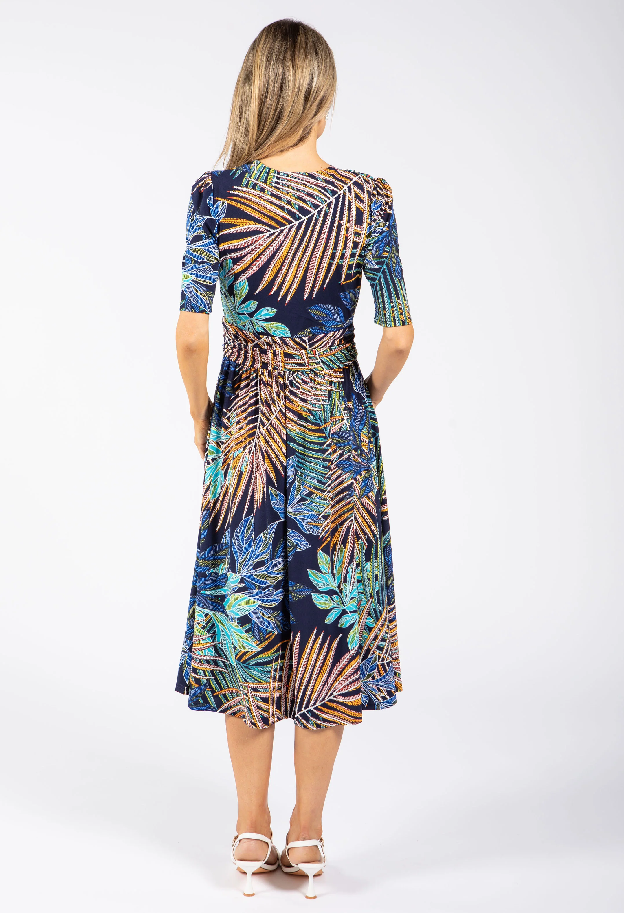 Palm Print Wrap Dress - Image 5