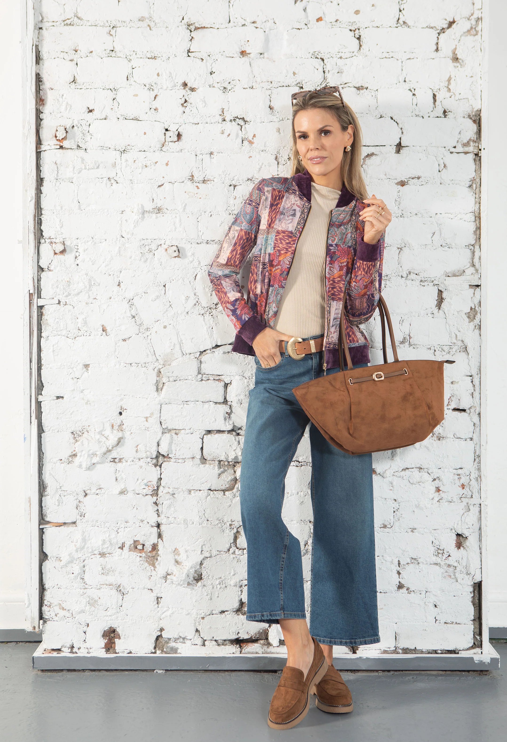 Patchwork Design Bomber Jacket