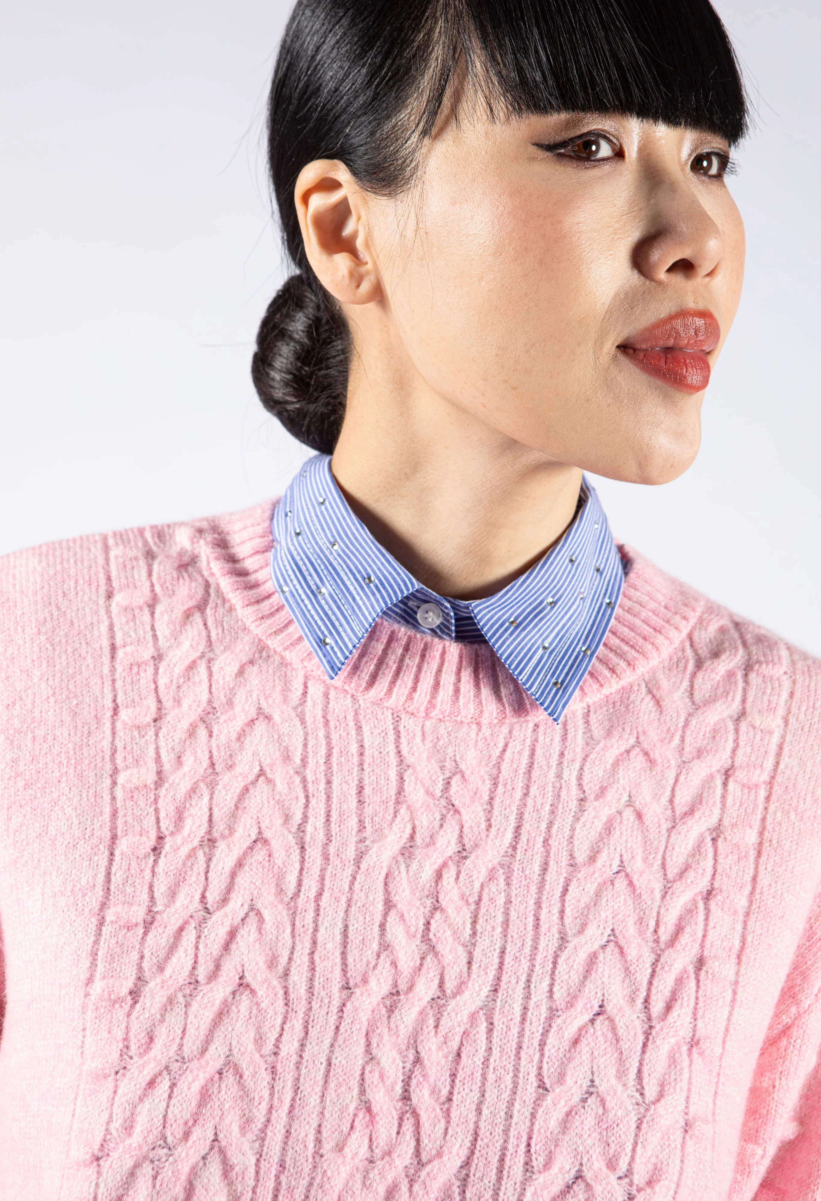 Pinstripe Diamante Collar Bib - Image 2