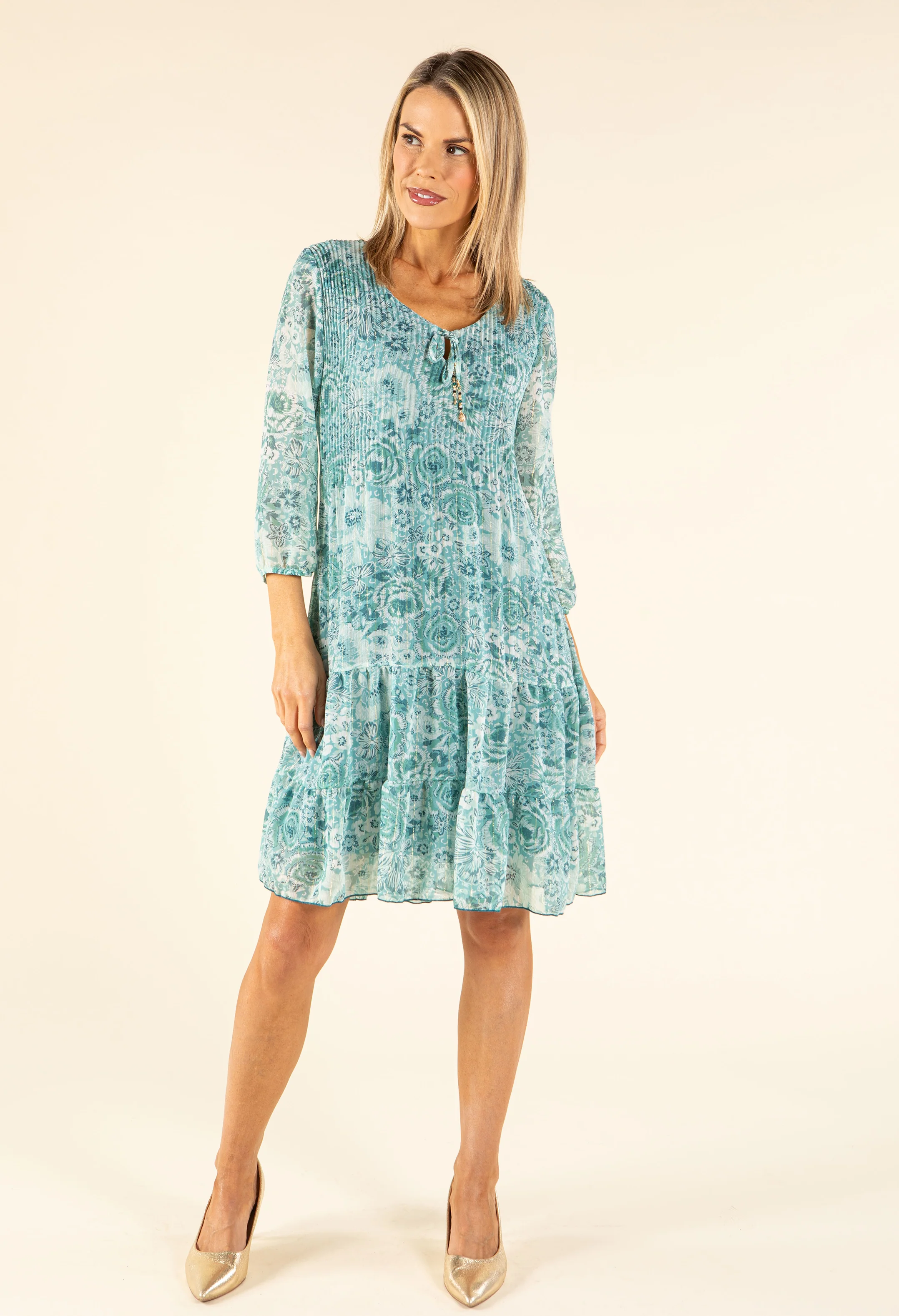 Plisse Pleated Floral Dress - Image 3