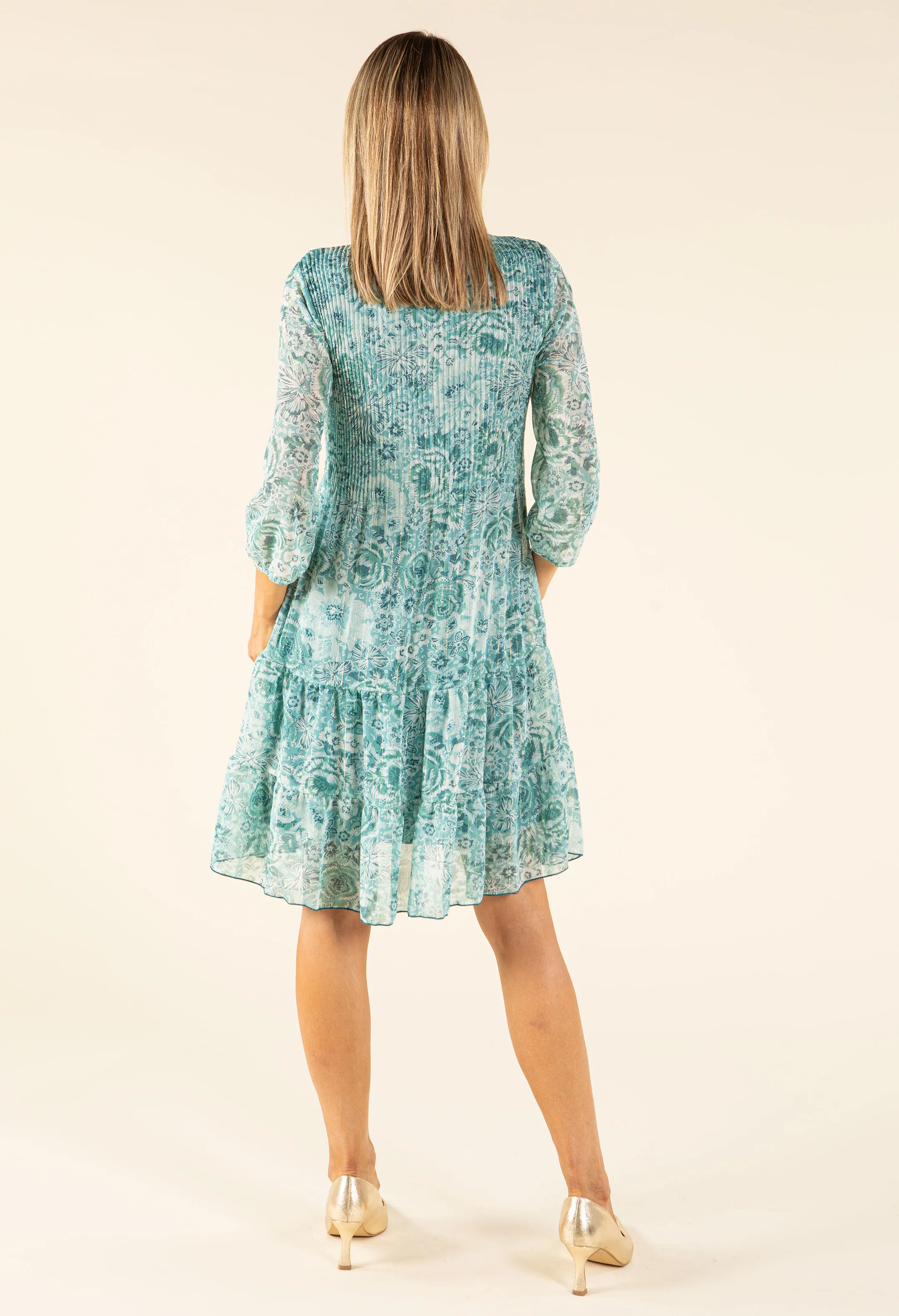 Plisse Pleated Floral Dress - Image 6