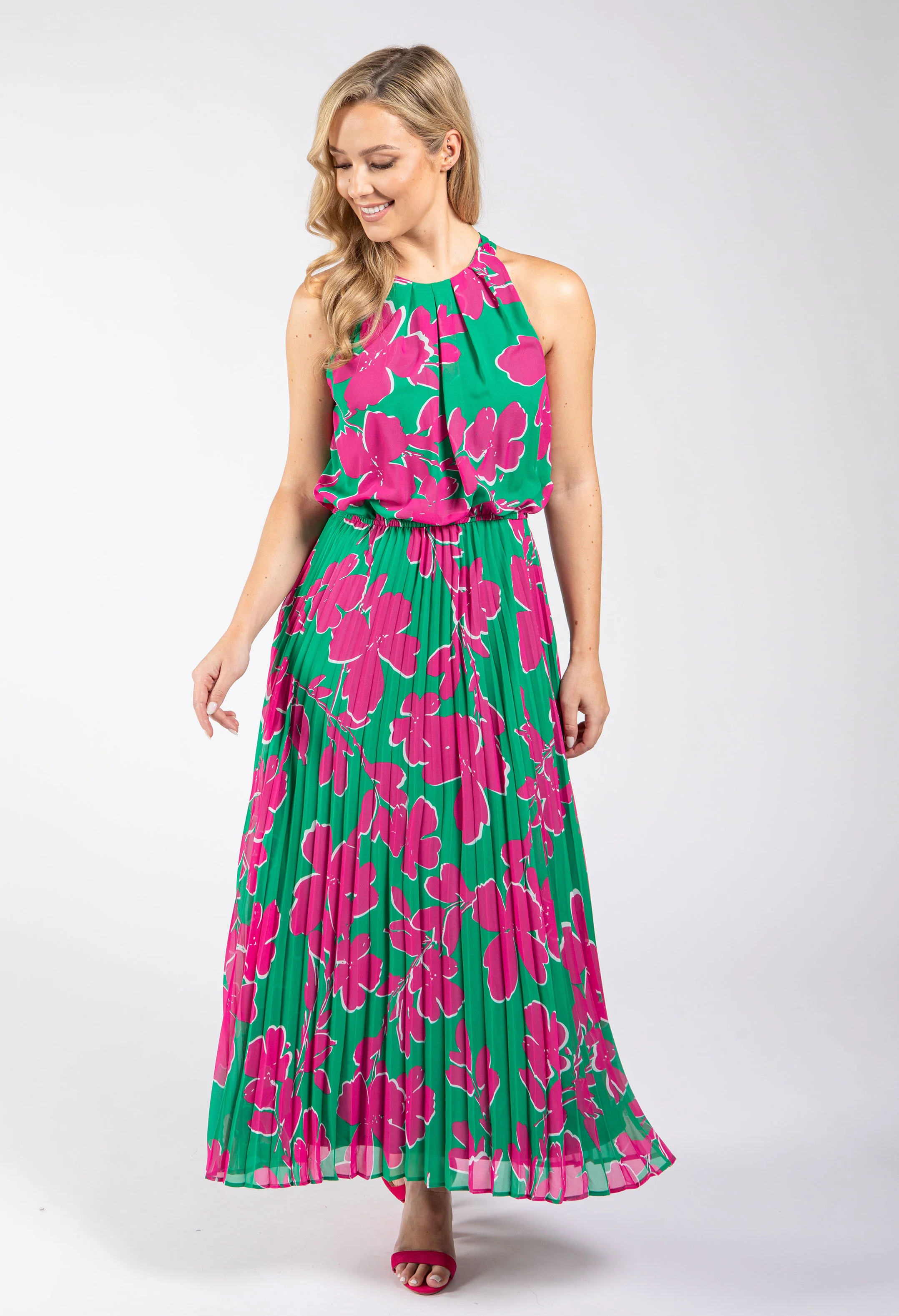 Plisse Pleated Halter Dress - Image 2