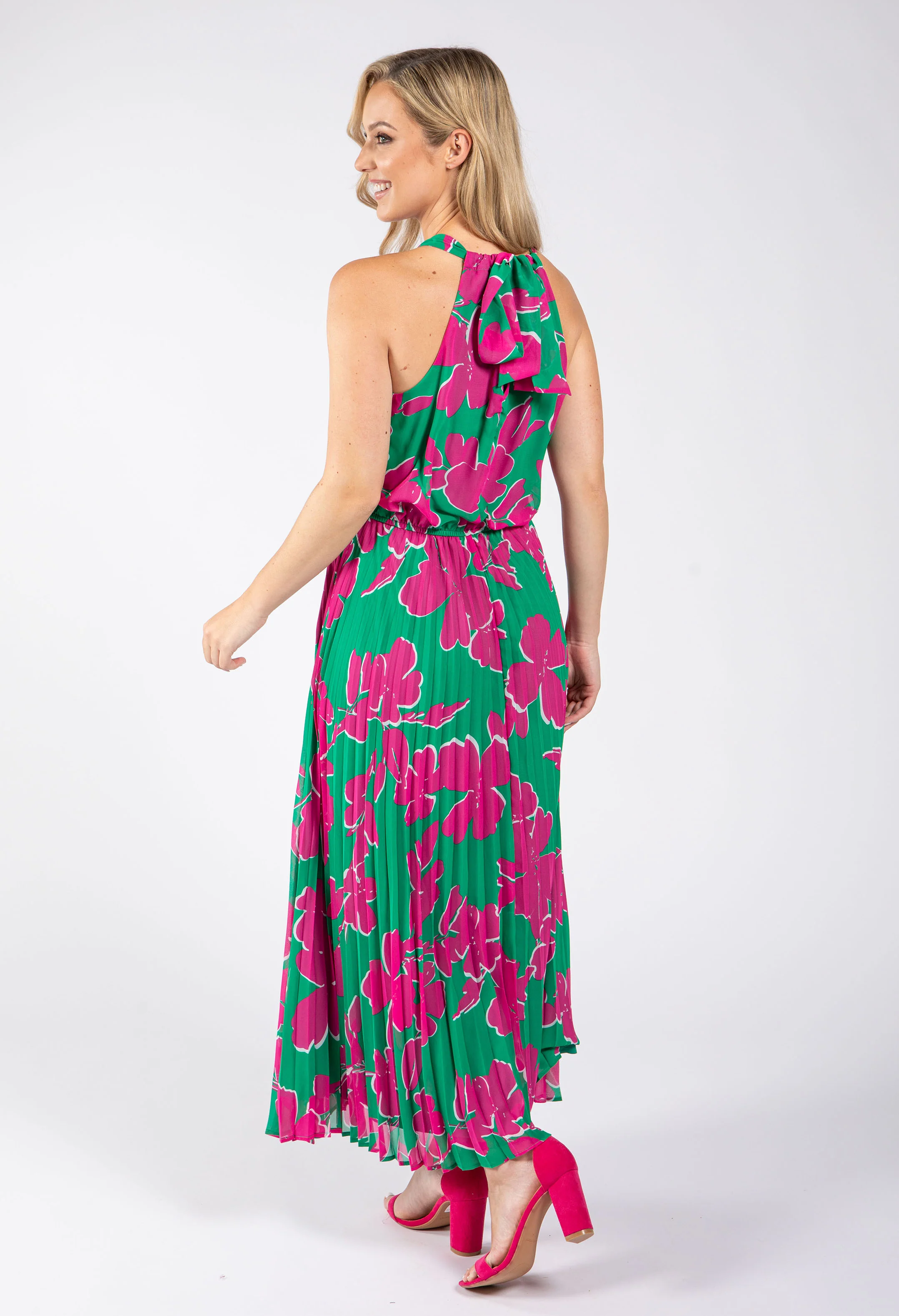 Plisse Pleated Halter Dress - Image 6