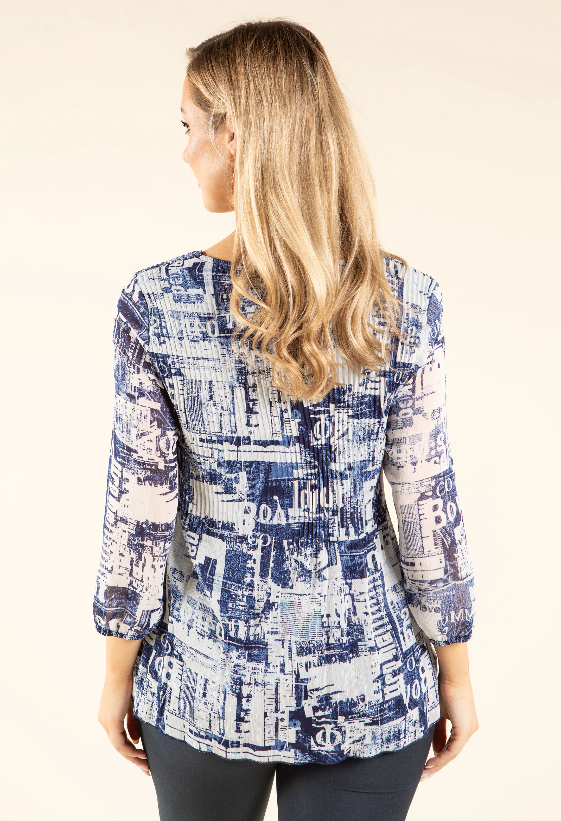 Plisse Pleated Newspaper Blouse - Image 4