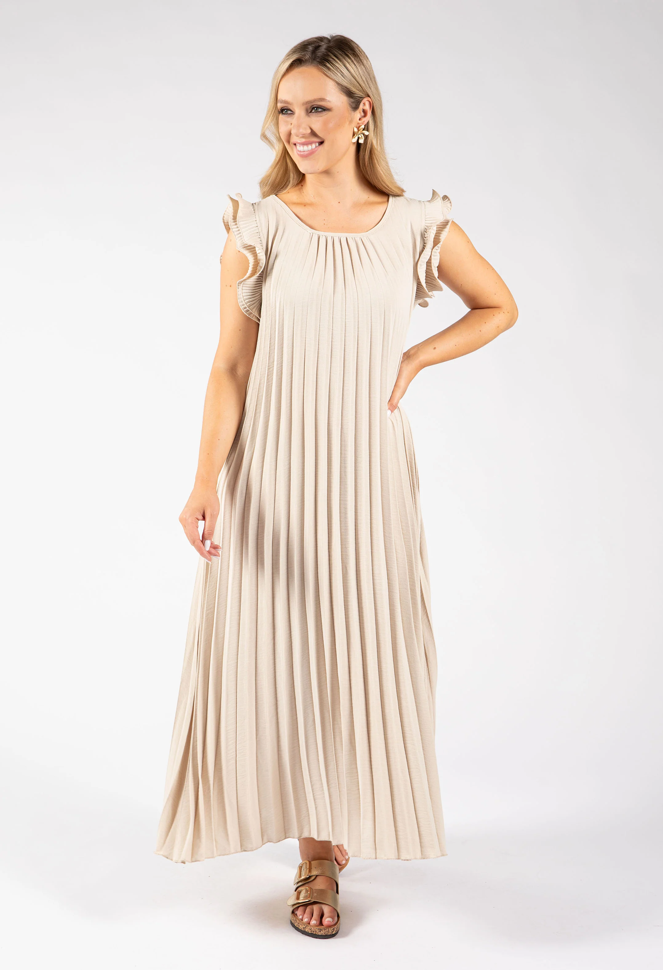 Plisse Pleated Pop Over Dress - Image 3