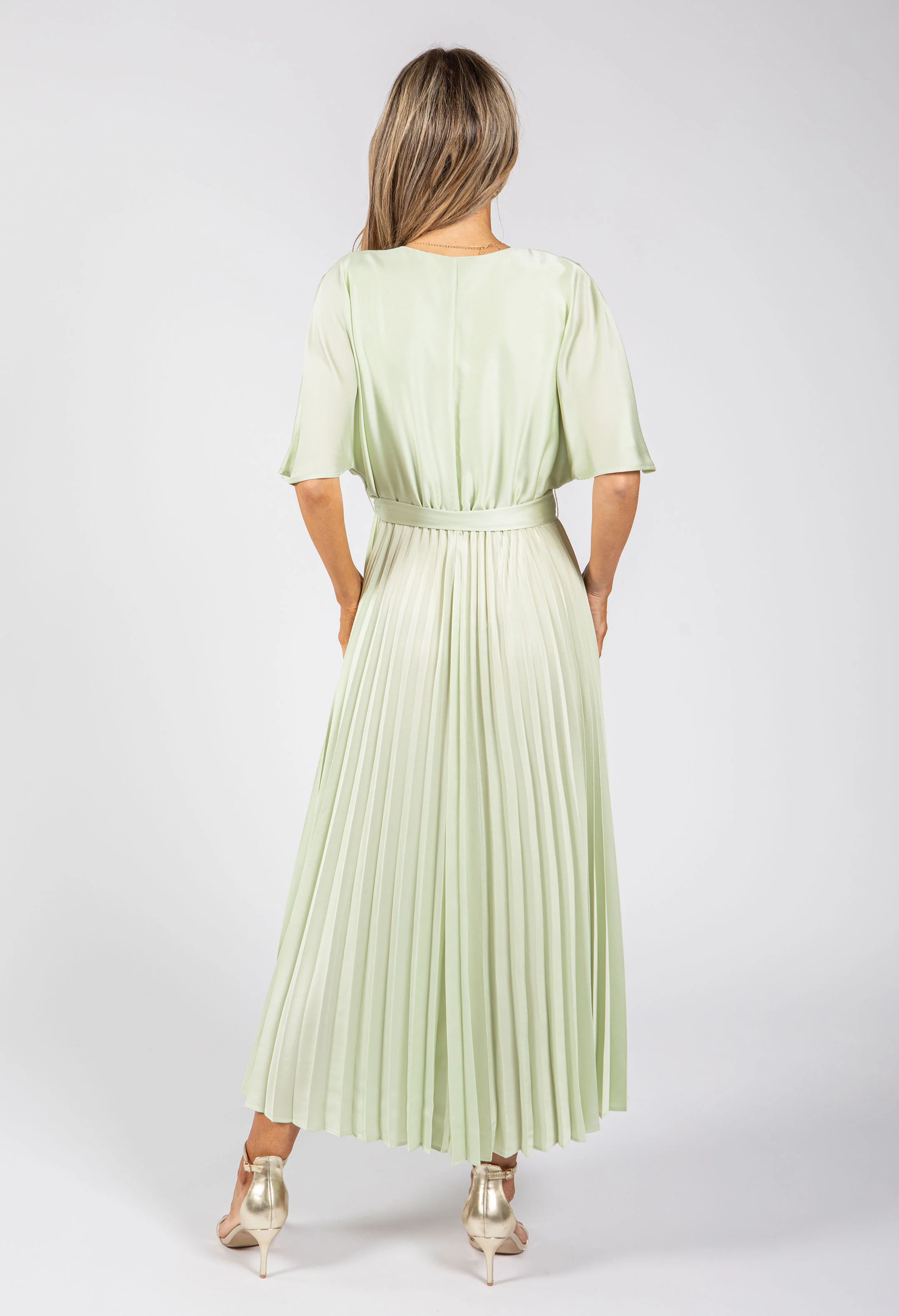 Plisse Pleated Wrap Midi Dress - Image 11