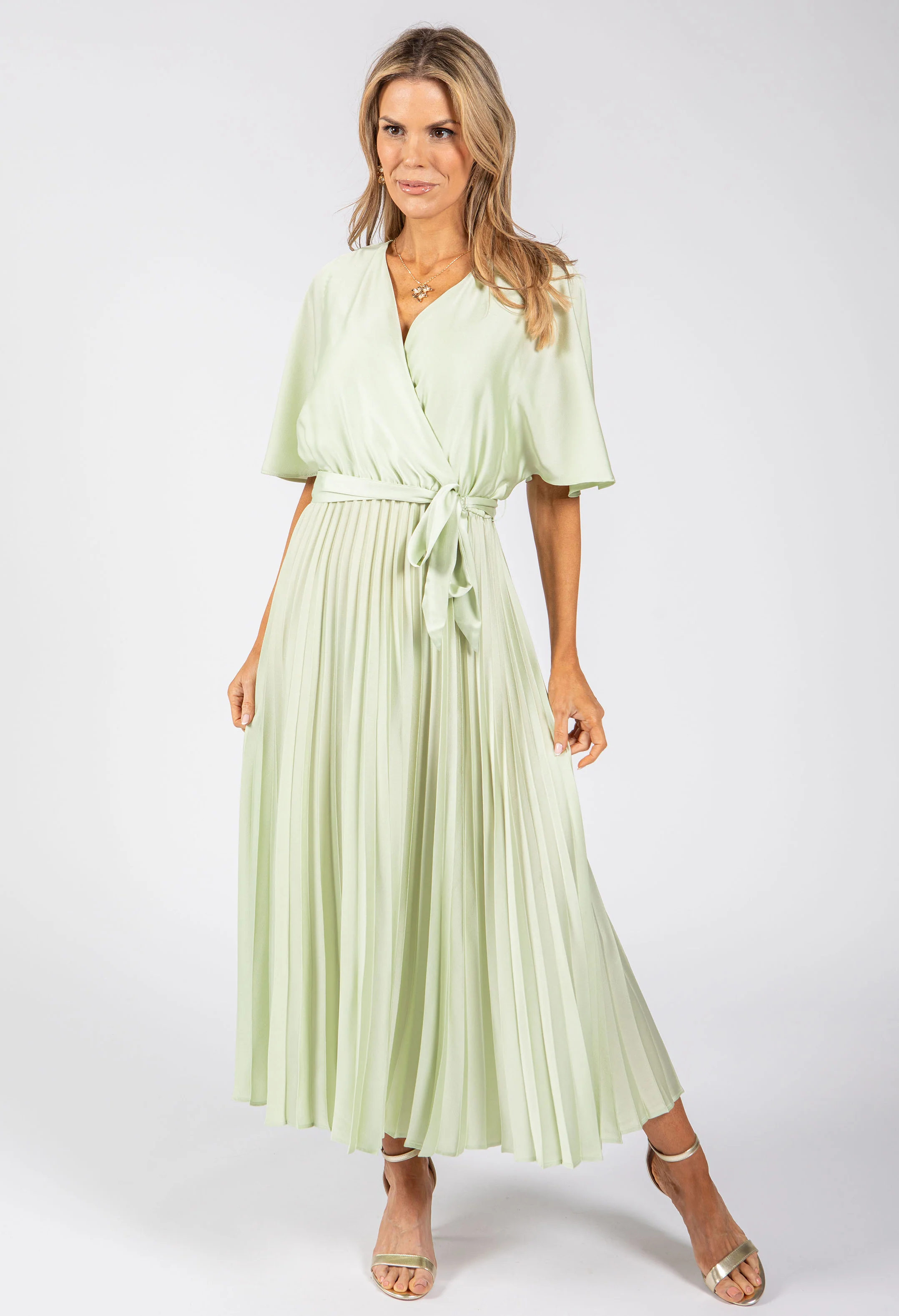 Plisse Pleated Wrap Midi Dress - Image 12