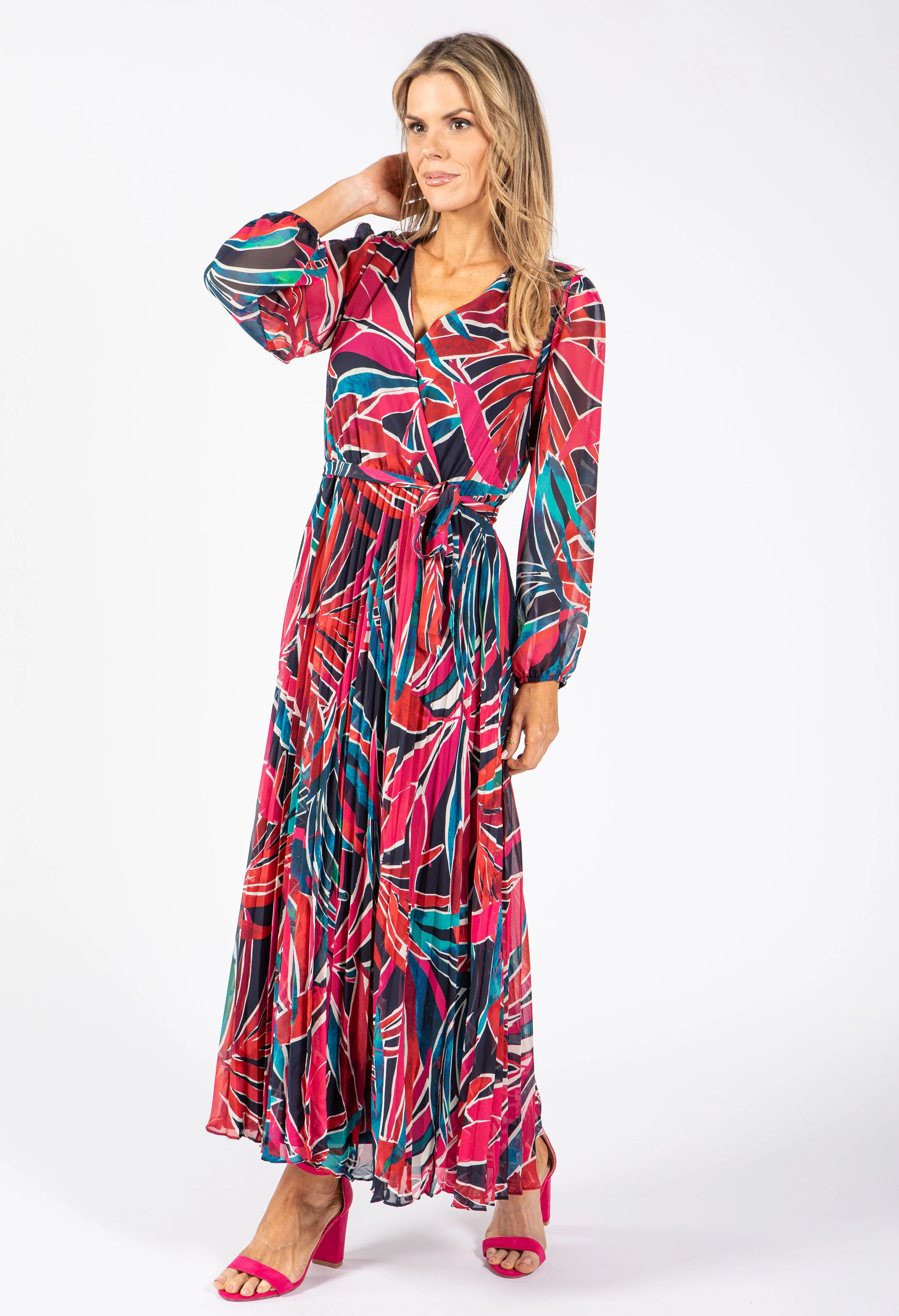 Plisse Pleated Wrap Midi Dress - Image 3
