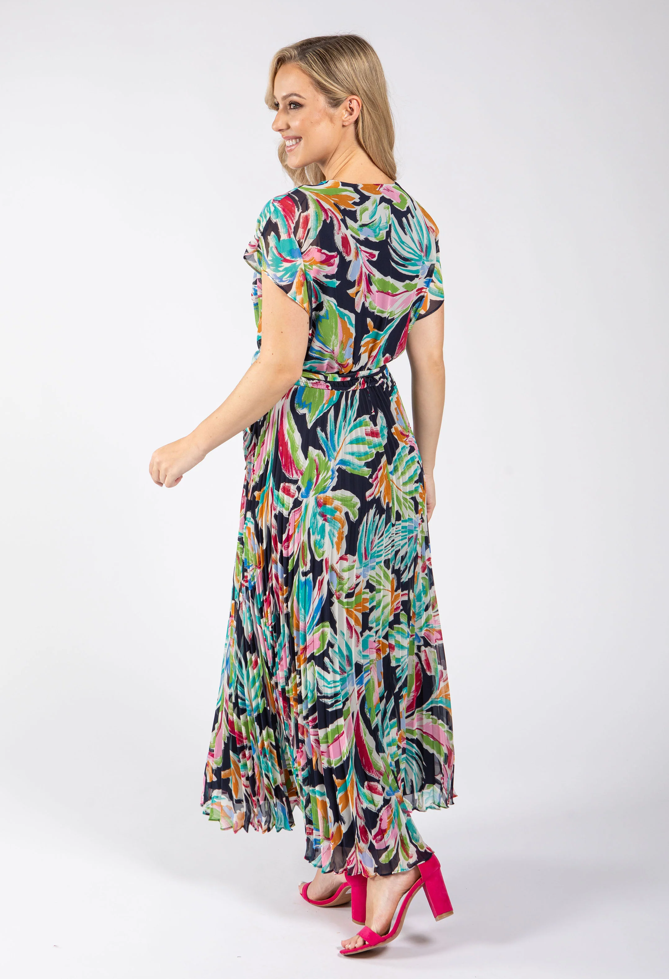 Plisse Pleated Wrap Midi Dress - Image 4